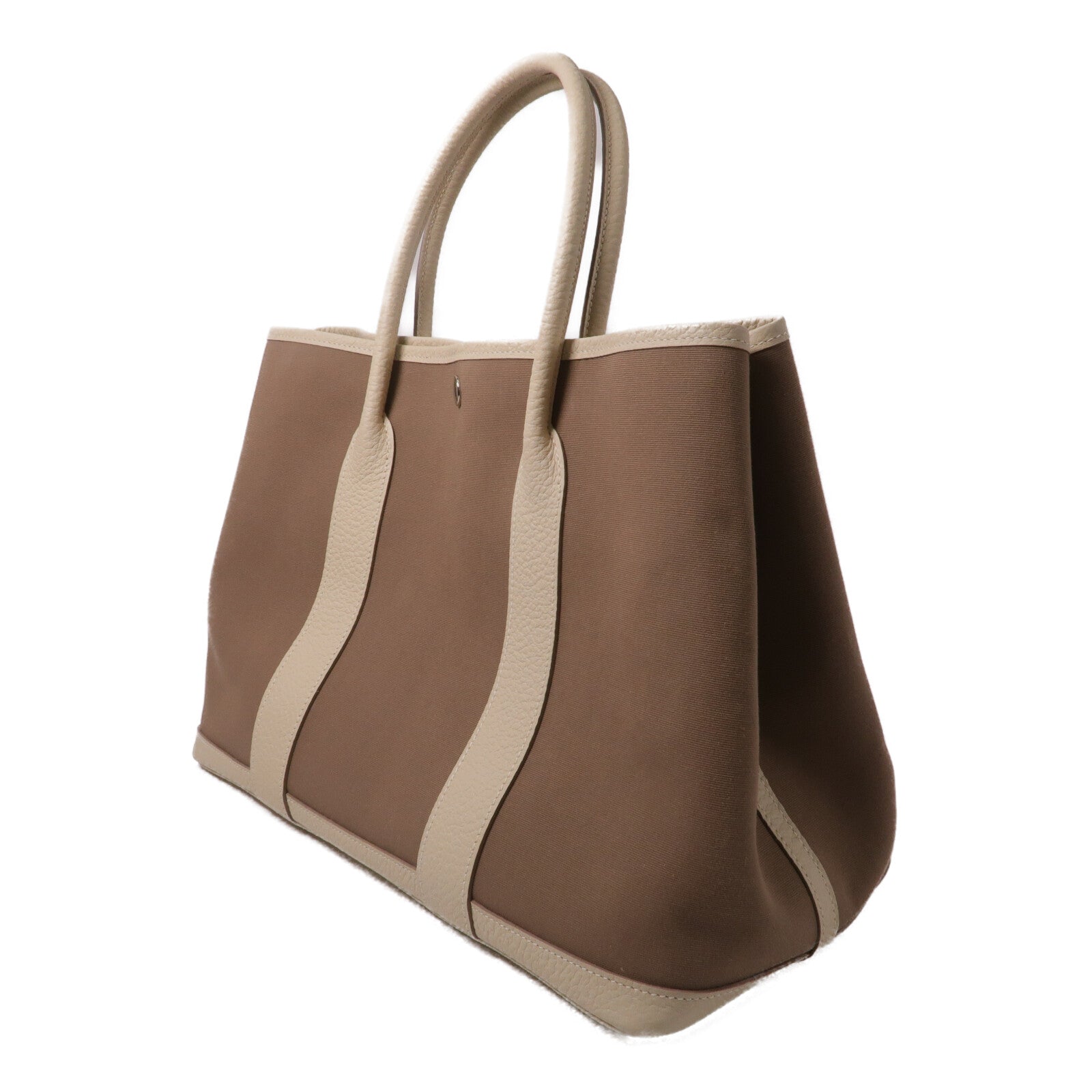 HERMES Toile H帆布Garden Party PM手挽袋Etoupe/Nata