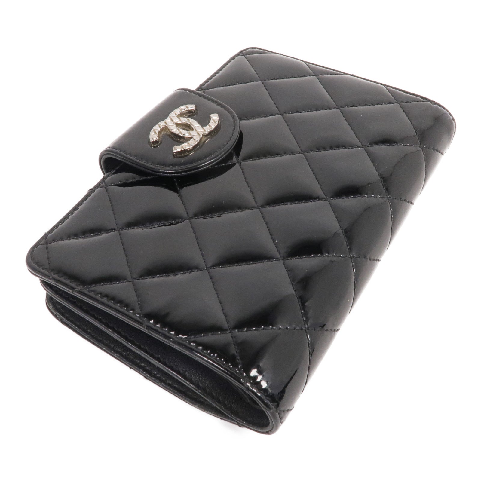 CHANEL 漆皮皮革Wallet銀扣錢包