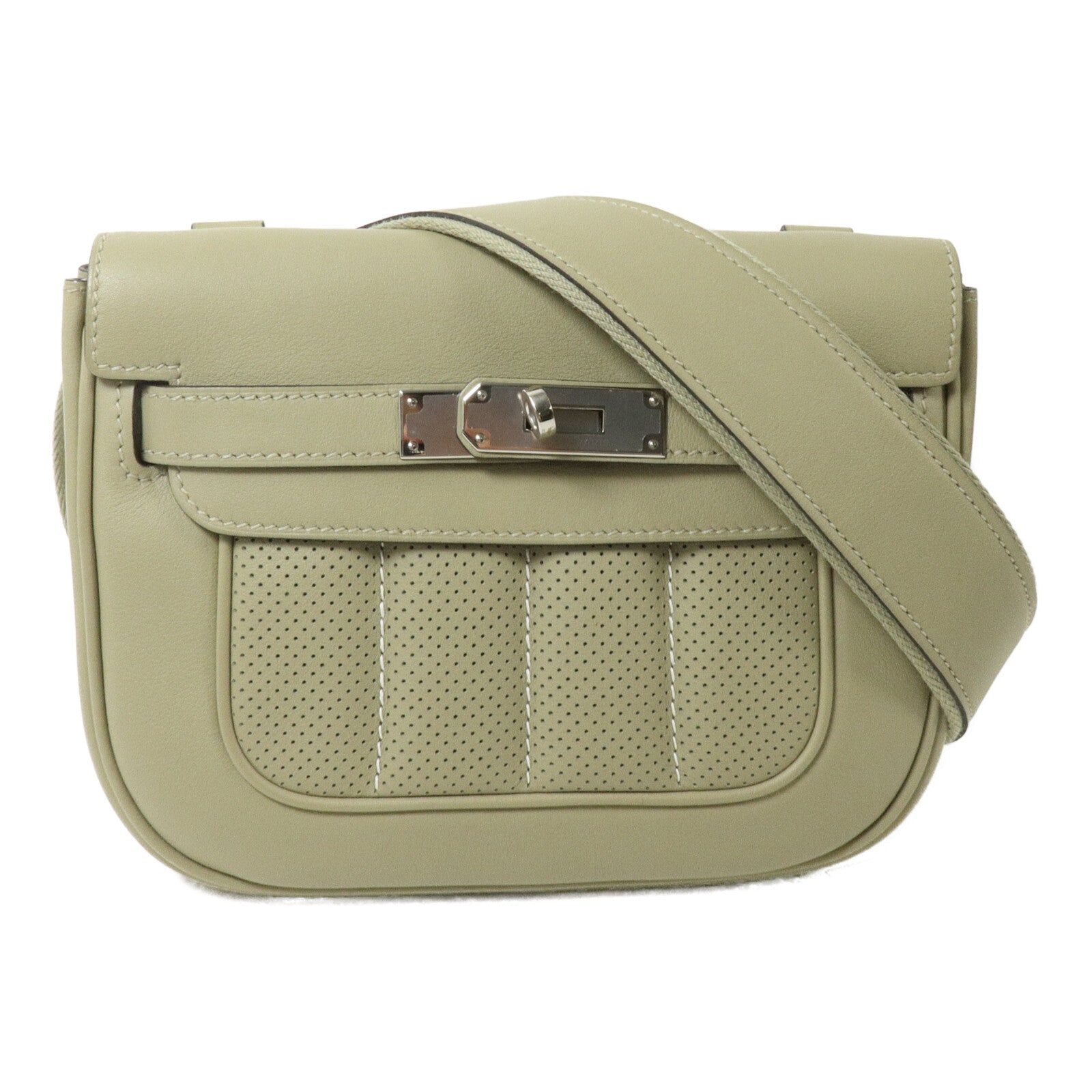 HERMES Swift皮革Berline Mini肩背袋Sauge
