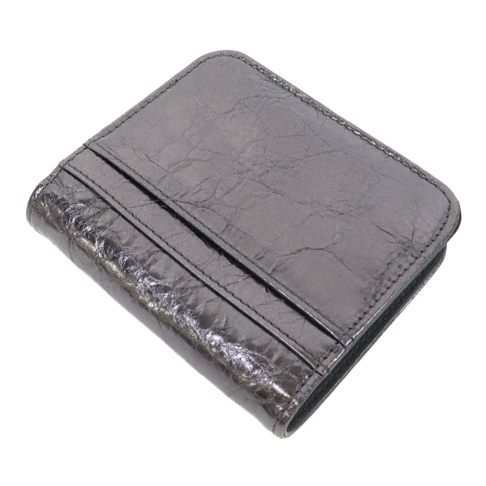 BALENCIAGA 牛皮皮革Wallet銀扣錢包銀灰色