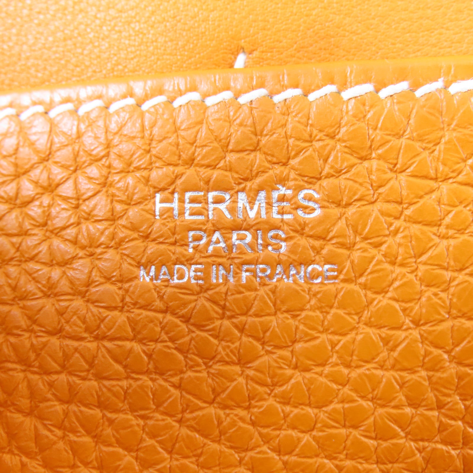 HERMES Clemence皮革Halzan 31銀扣手挽肩背兩用袋橙色