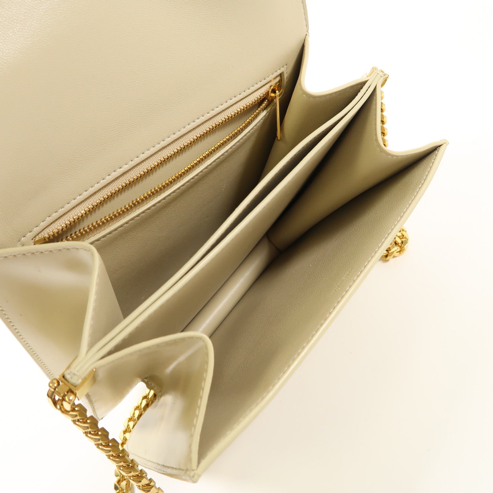CELINE 牛皮皮革Teen Triomphe In Shiny金扣鏈帶肩背袋