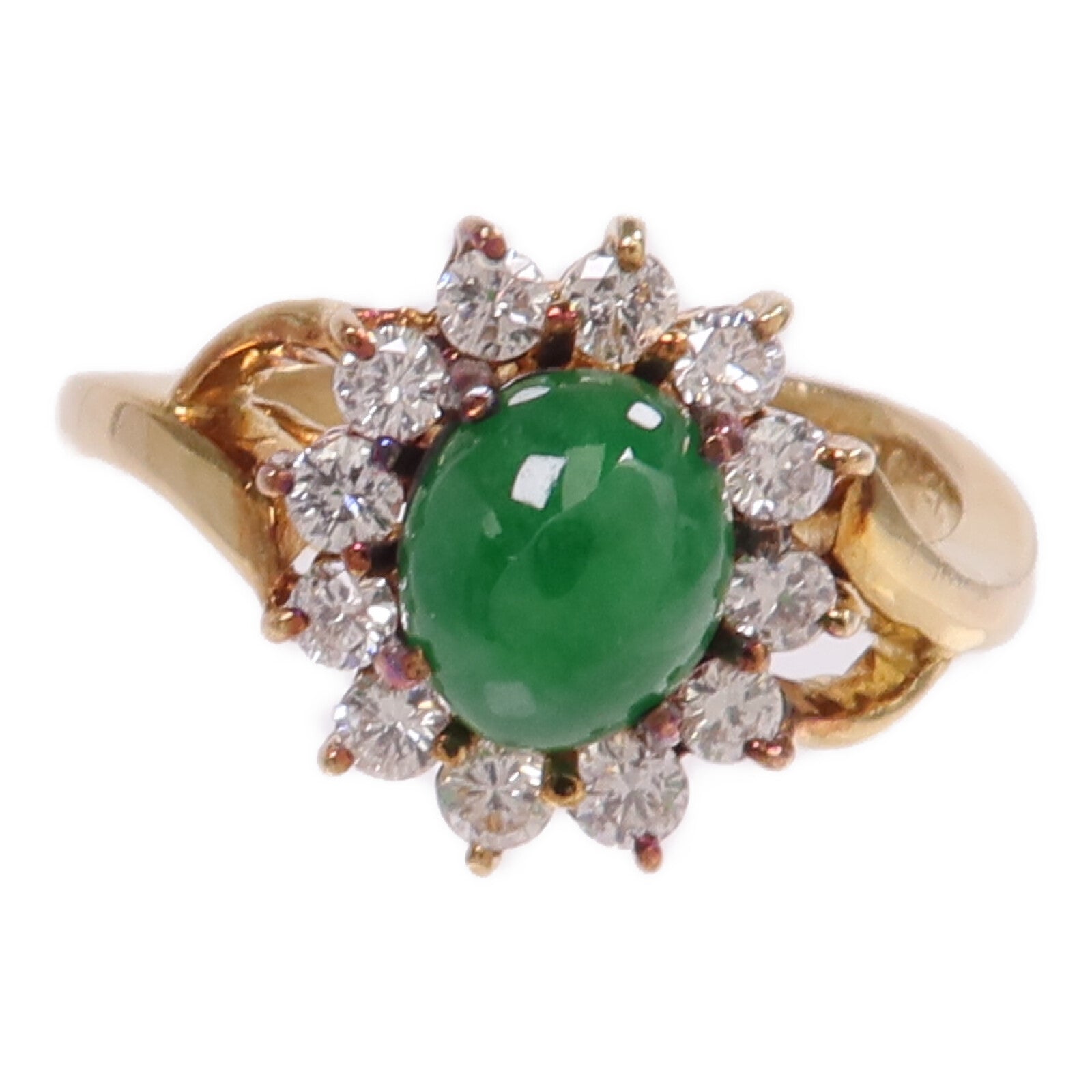 JEWELRY 【激減優惠】18K黃金Jade Diamond Ring翡翠/鑽石戒指US#6