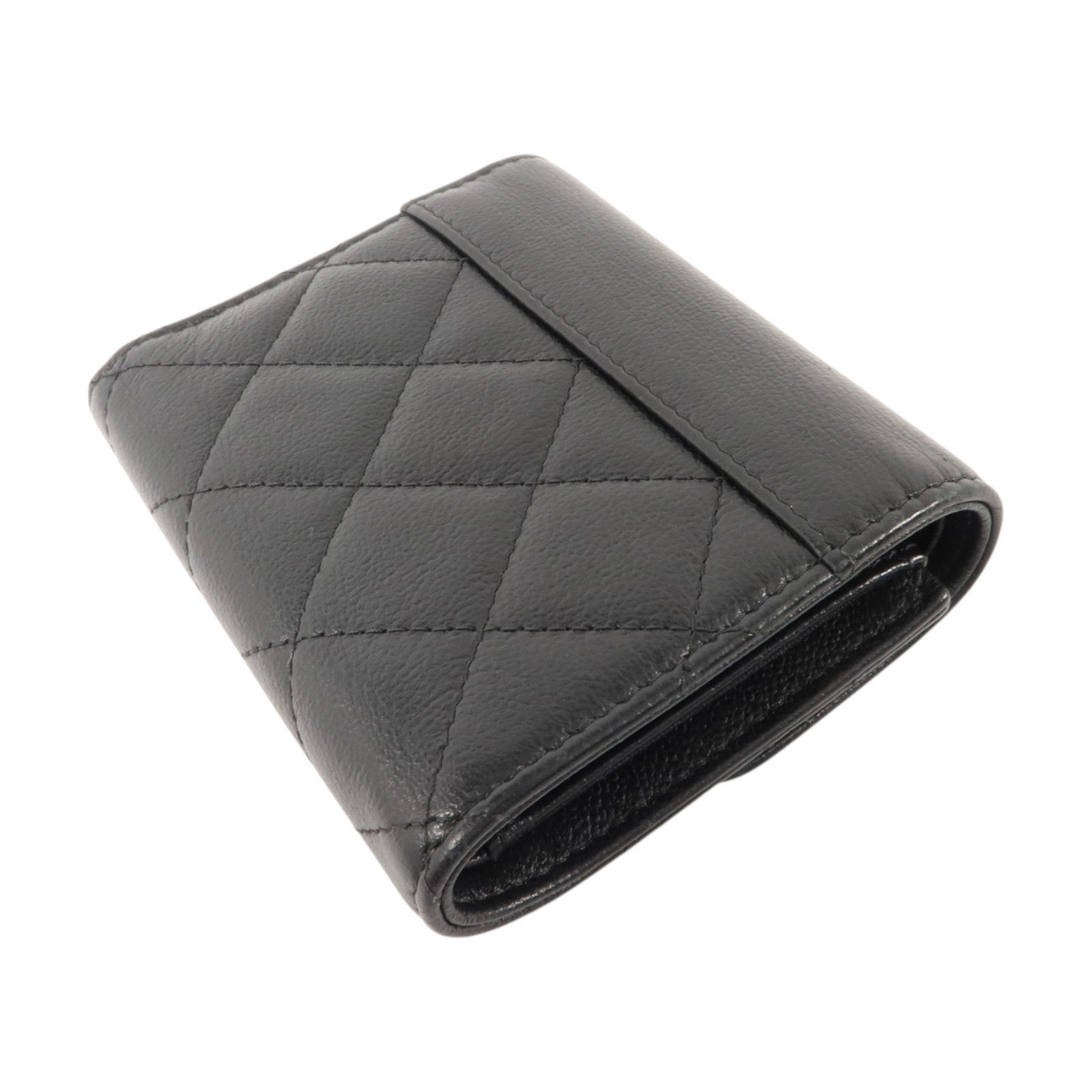 CHANEL 牛皮皮革Trifold Wallet銀扣錢包