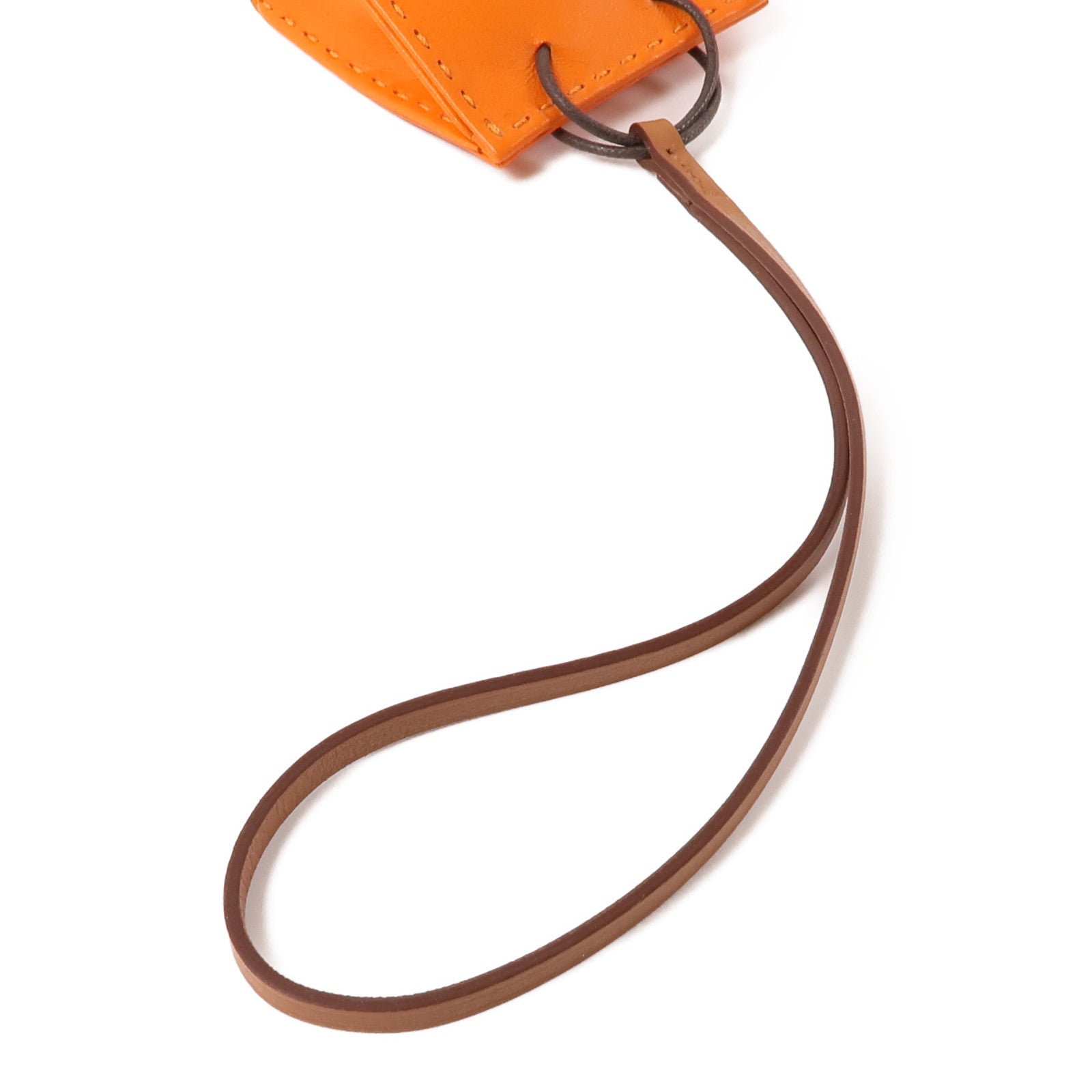 HERMES Swift皮革Shopping Bag Charm掛飾Orange/橙色