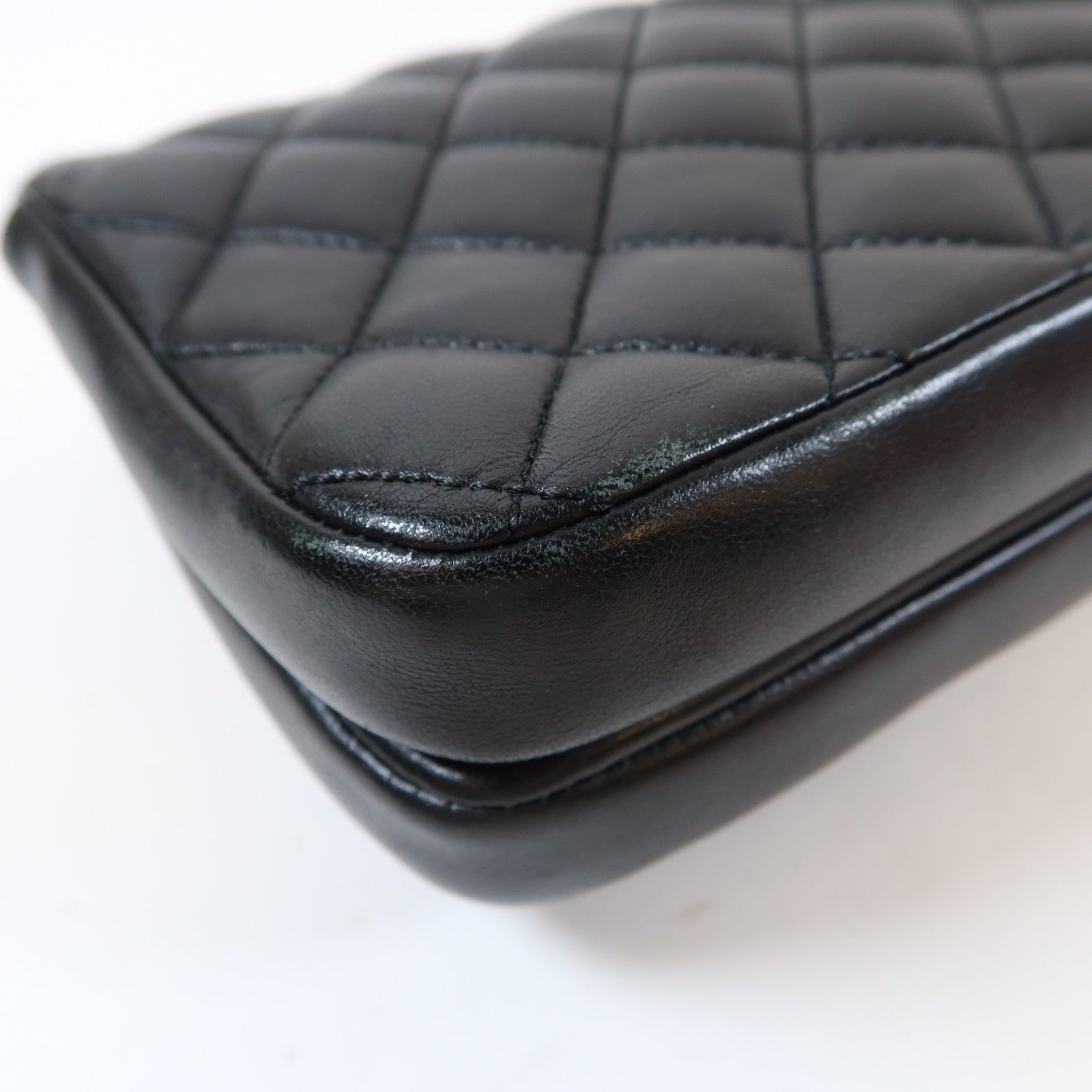 CHANEL 菱格羊皮皮革Double Flap Bag金扣鏈帶肩背袋黑色