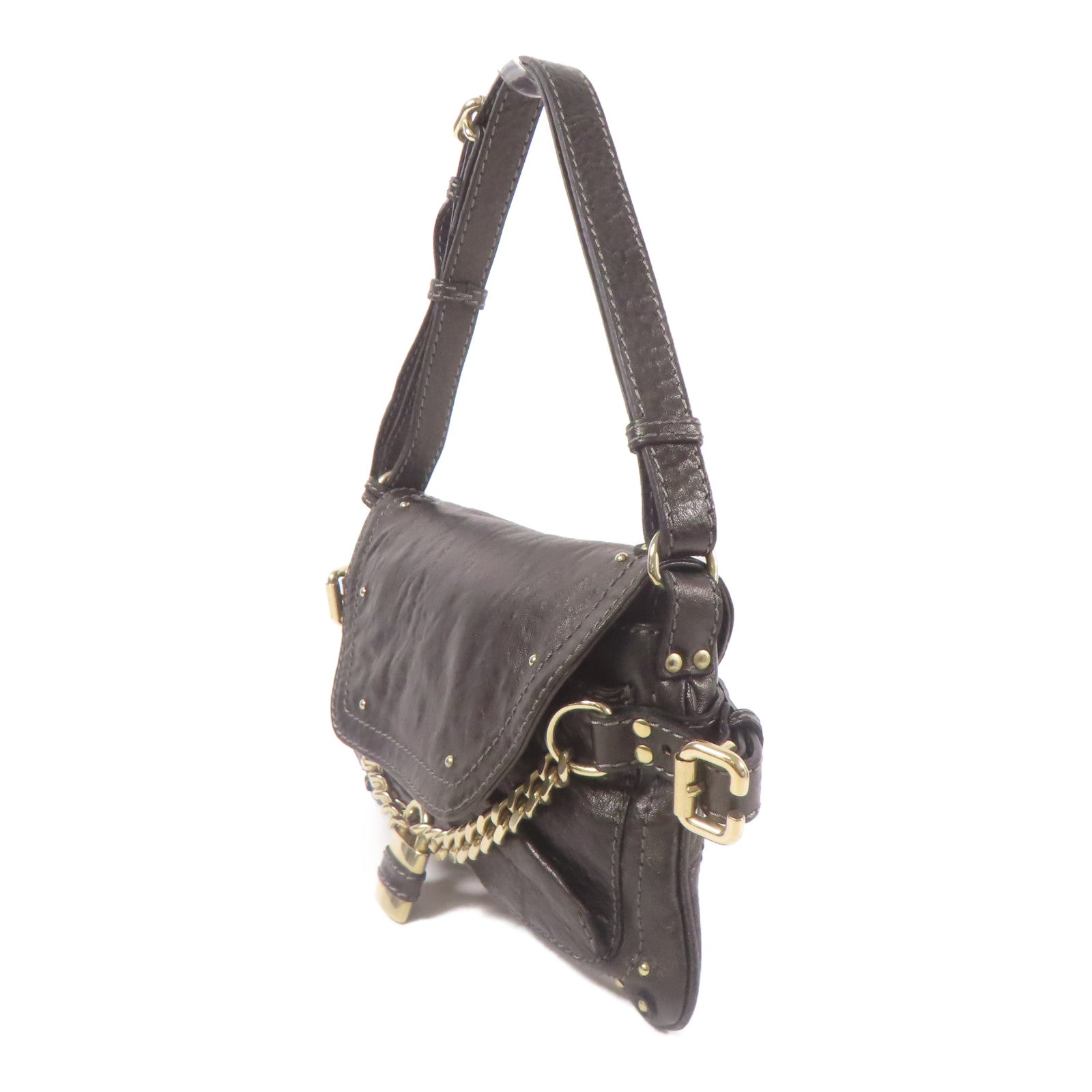 Chloe 牛皮皮革Hand Bag金扣肩背袋