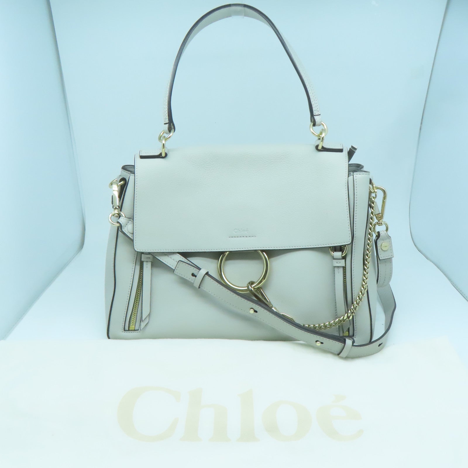 Chloe 【激減優惠】牛皮皮革2 Way Shoulder金扣手挽肩背兩用袋灰色