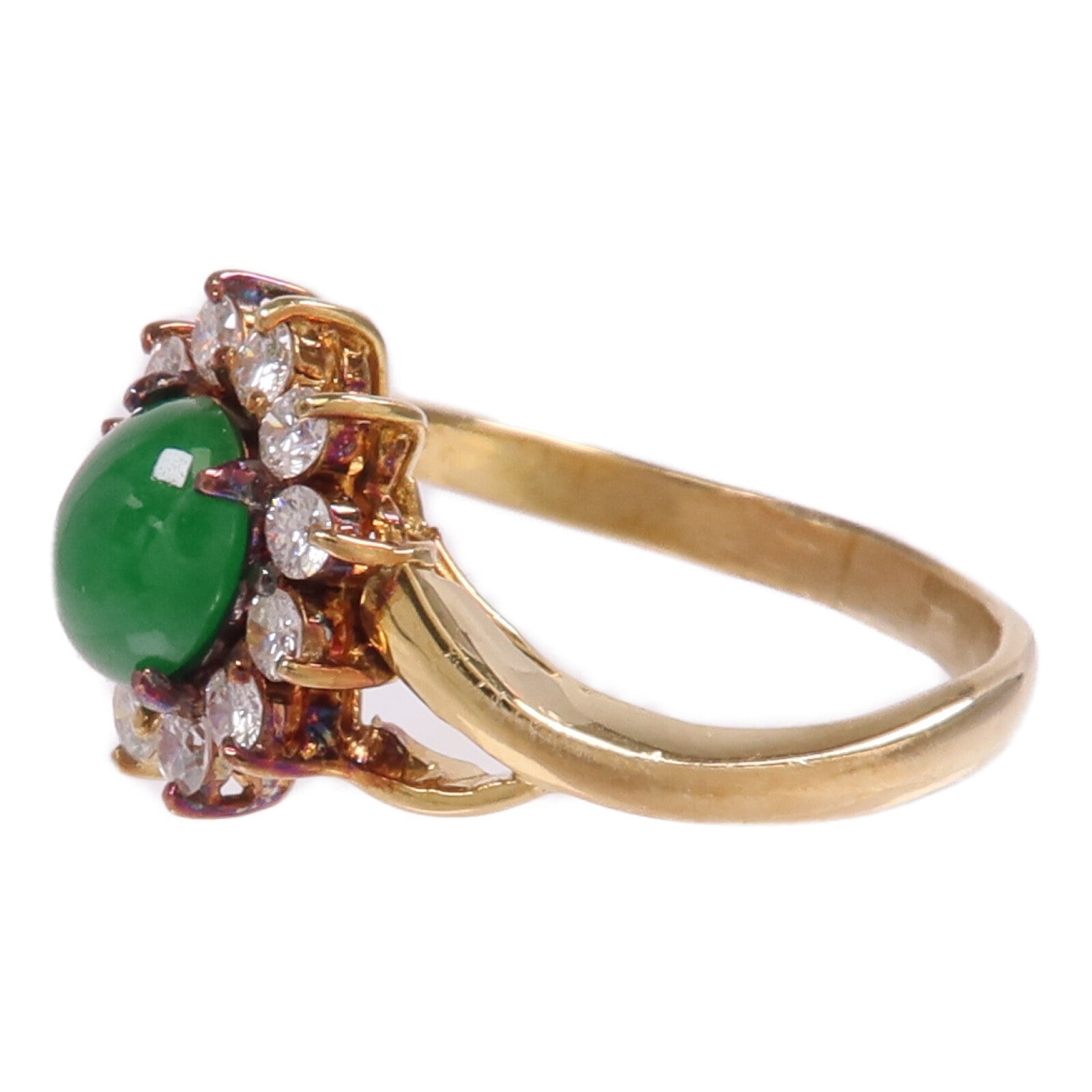 JEWELRY 【激減優惠】18K黃金Jade Diamond Ring翡翠/鑽石戒指US#6