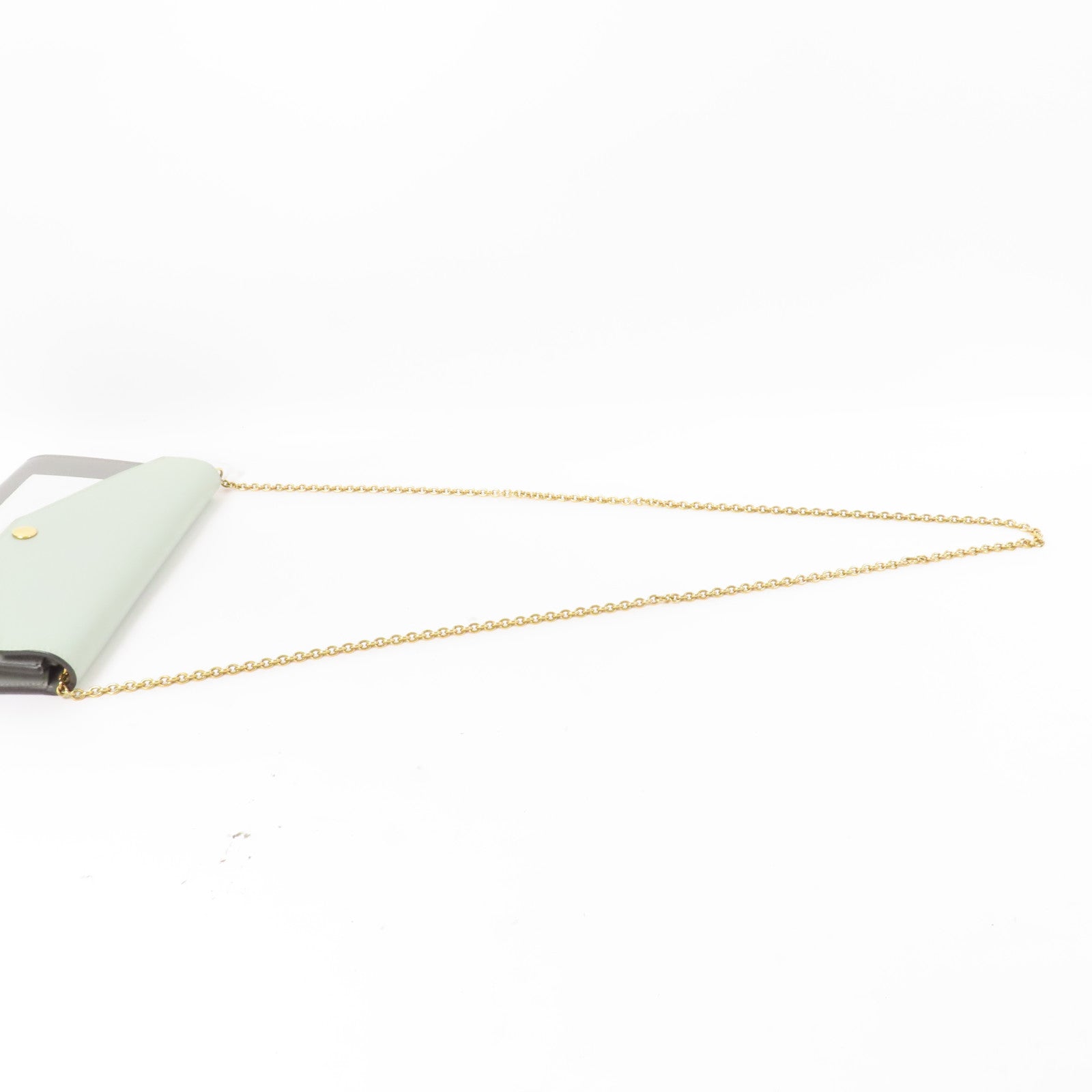 CELINE 牛皮皮革Chain Shoulder Bag金扣鏈帶肩背袋綠色/灰色/白色