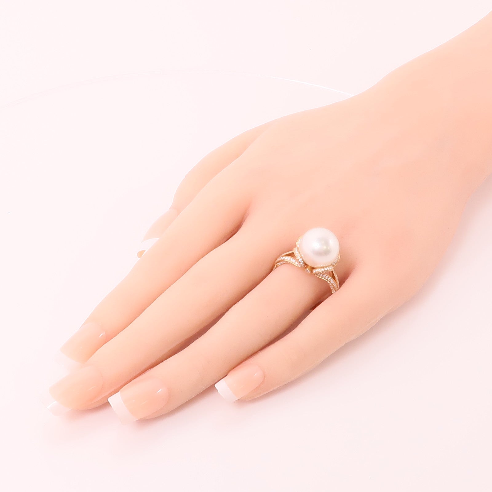 JEWELRY 18K玫瑰金Pearl/Diamond Ring珍珠/鑽石戒指US#9.5