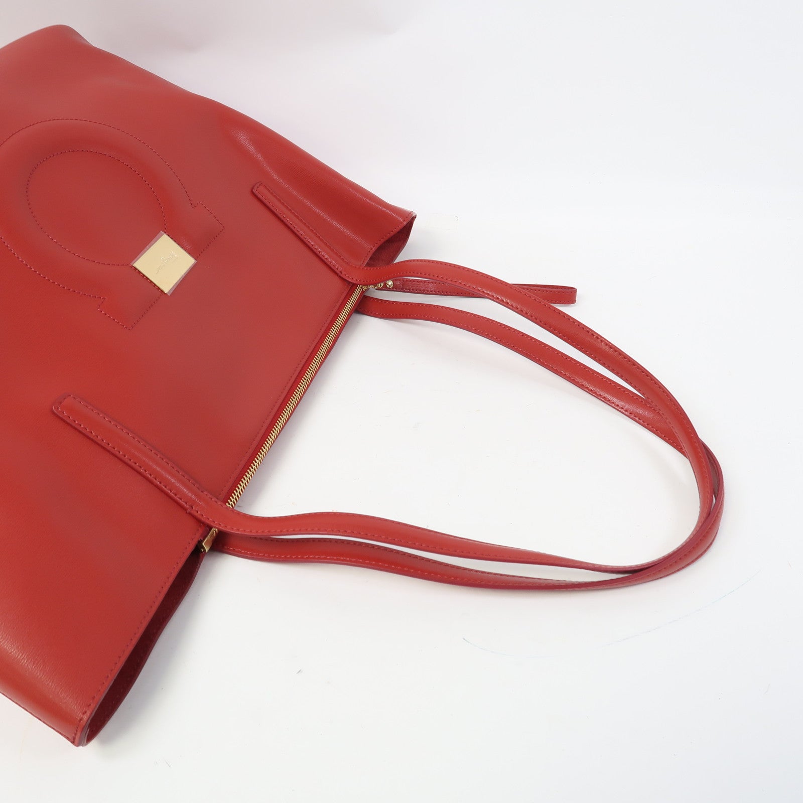 Salvatore Ferragamo 牛皮皮革Tote Bag金扣肩背袋紅色