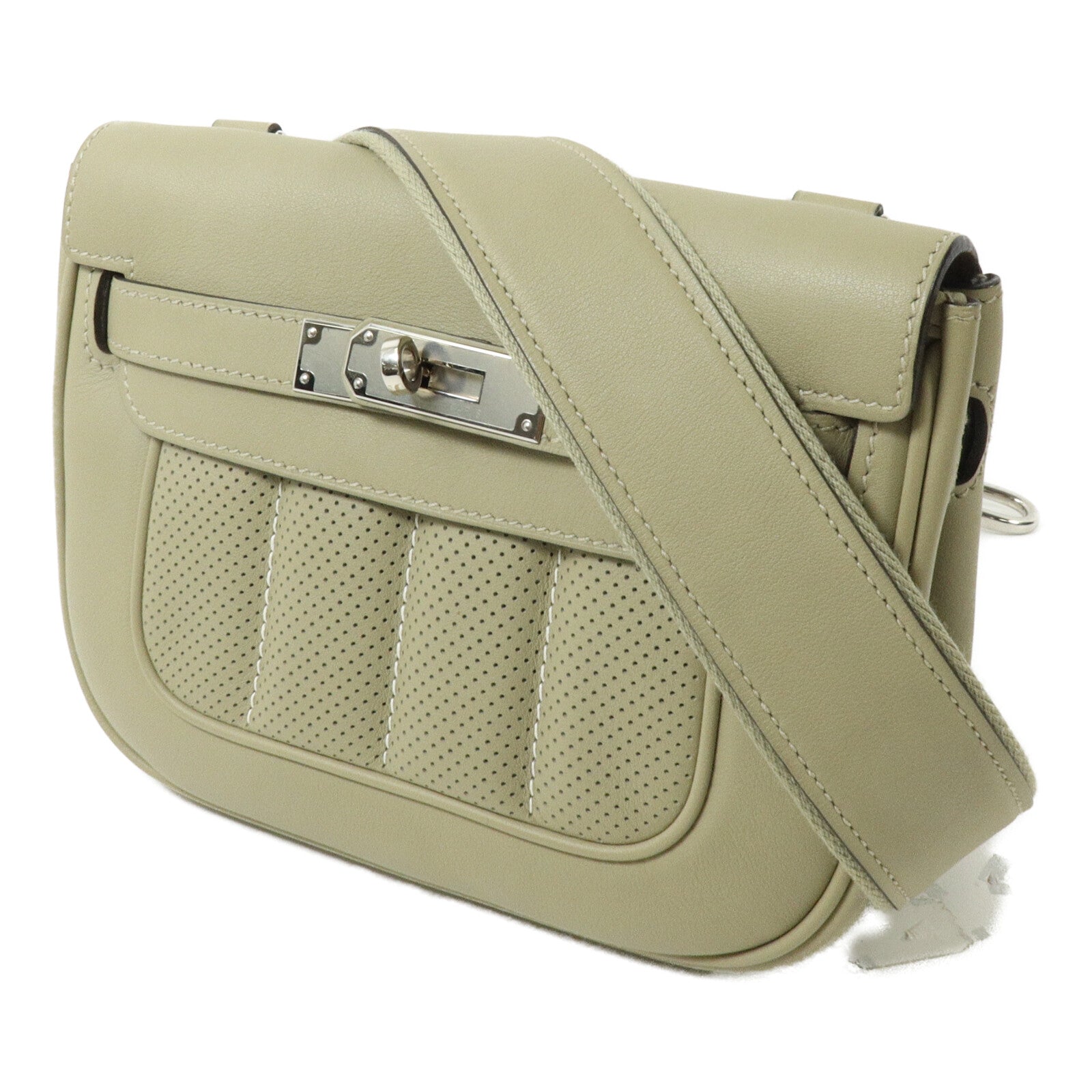 HERMES Swift皮革Berline Mini肩背袋Sauge