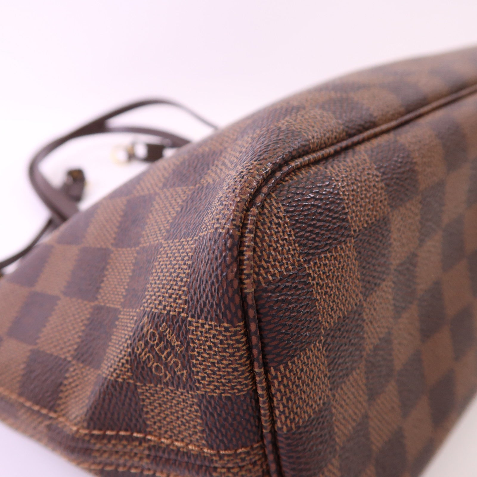 LOUIS VUITTON Damier Neverfull PM金扣手挽袋