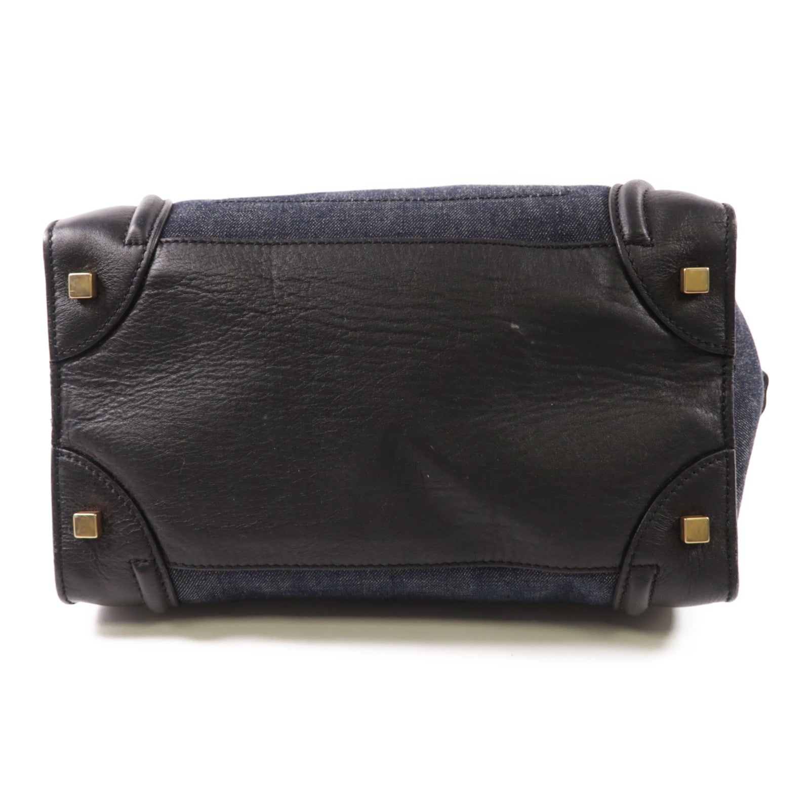 CELINE GHW Tote Bag Denim/Leather Navy