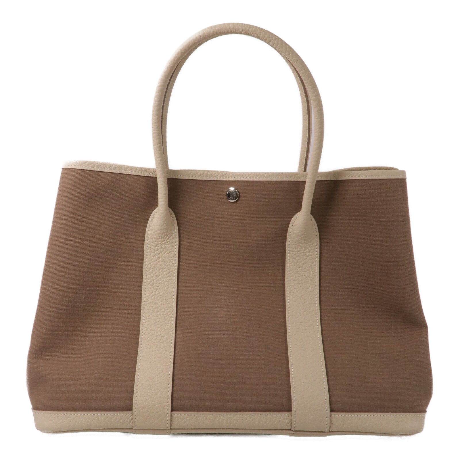 HERMES Toile H帆布Garden Party PM手挽袋Etoupe/Nata