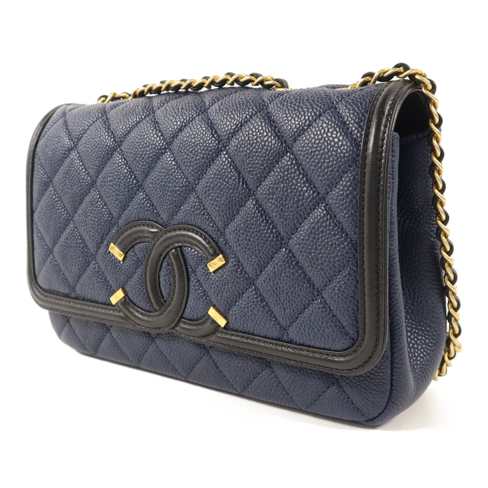 CHANEL 牛皮皮革CC Filigree Flap Bag鏈帶肩背袋