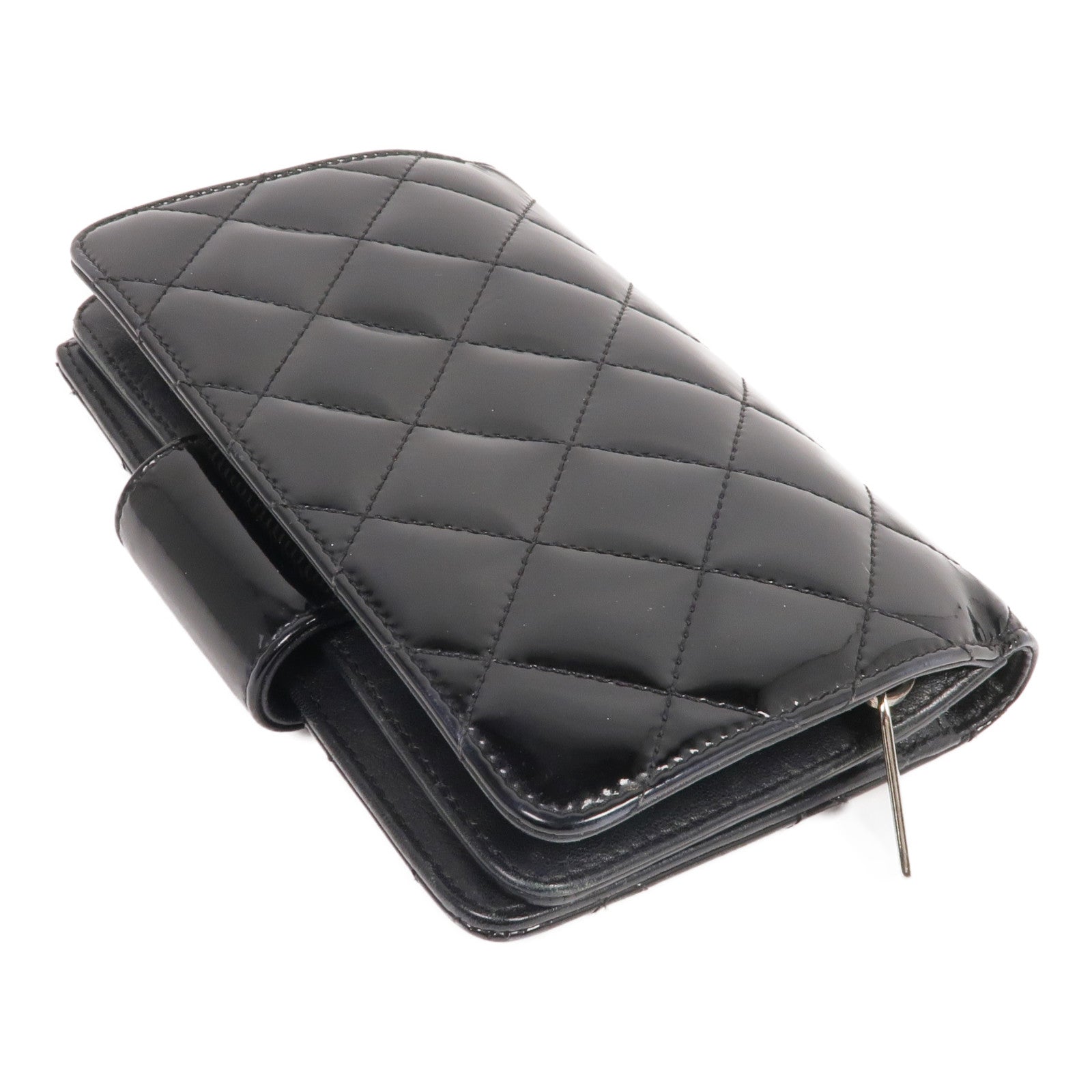CHANEL 漆皮皮革Wallet銀扣錢包