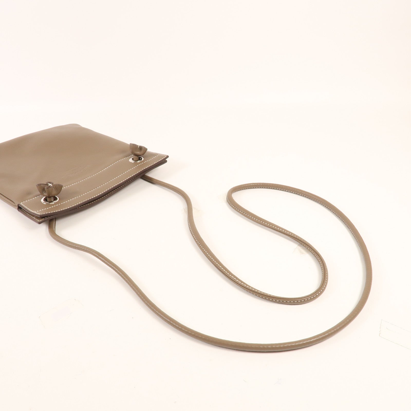 HERMES Swift皮革Aline Mini銀扣肩背袋Etoupe