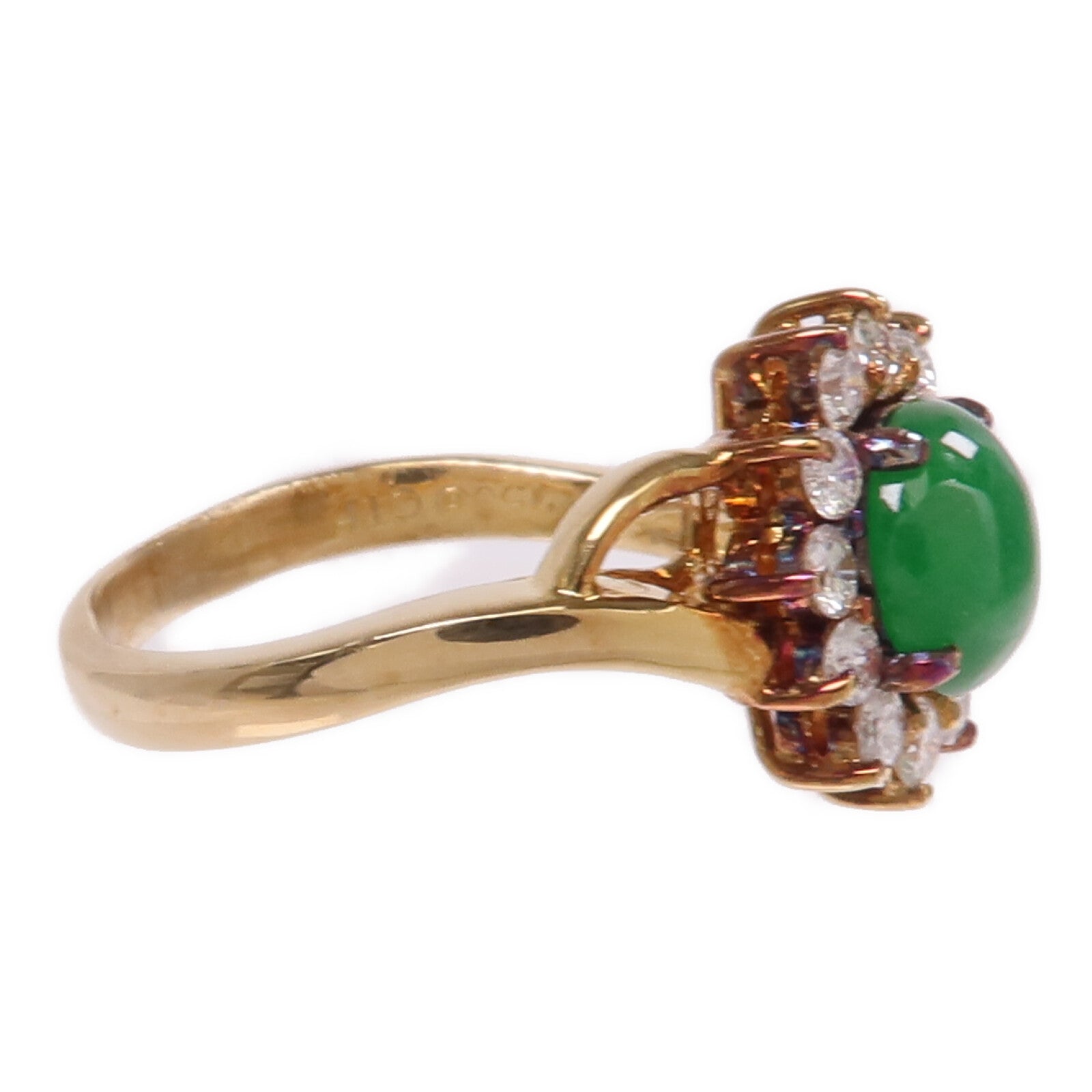 JEWELRY 【激減優惠】18K黃金Jade Diamond Ring翡翠/鑽石戒指US#6