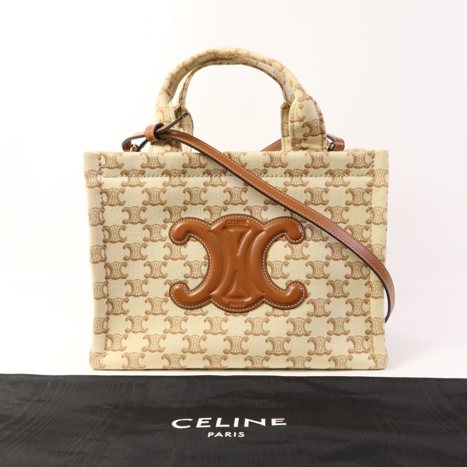CELINE 帆布2 Way Shoulder Bag金扣手挽肩背兩用袋