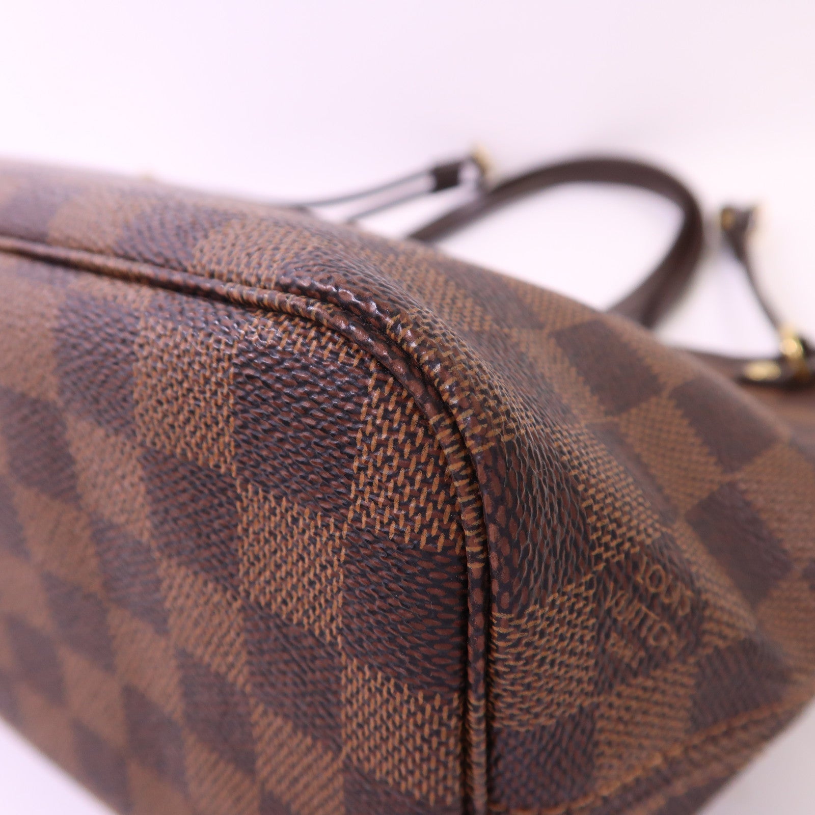 LOUIS VUITTON Damier Neverfull PM金扣手挽袋