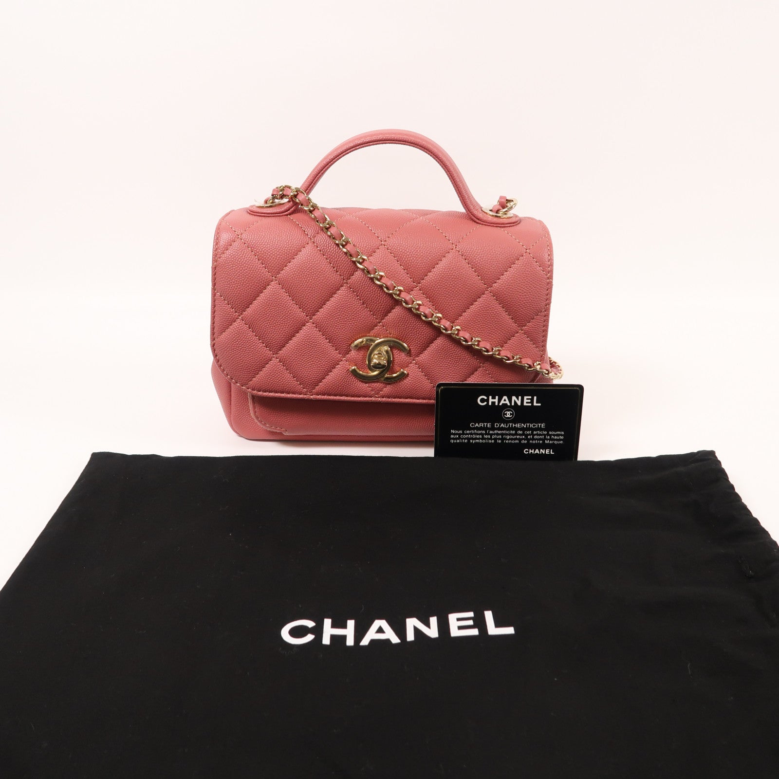 CHANEL 牛皮皮革Affinity Bag金扣手挽肩背兩用袋