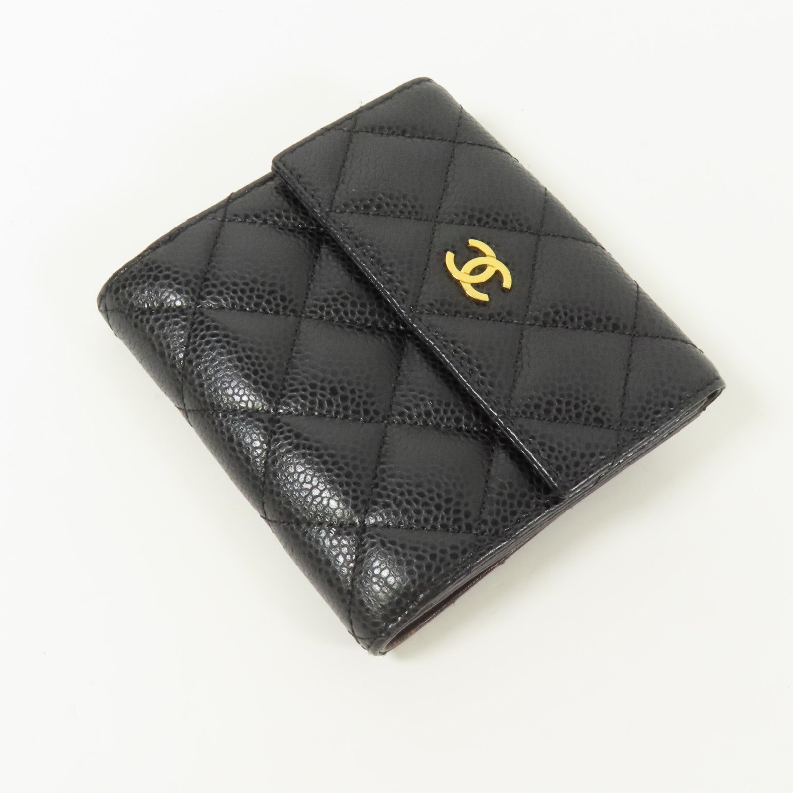 CHANEL 牛皮皮革Fold Wallet金扣錢包