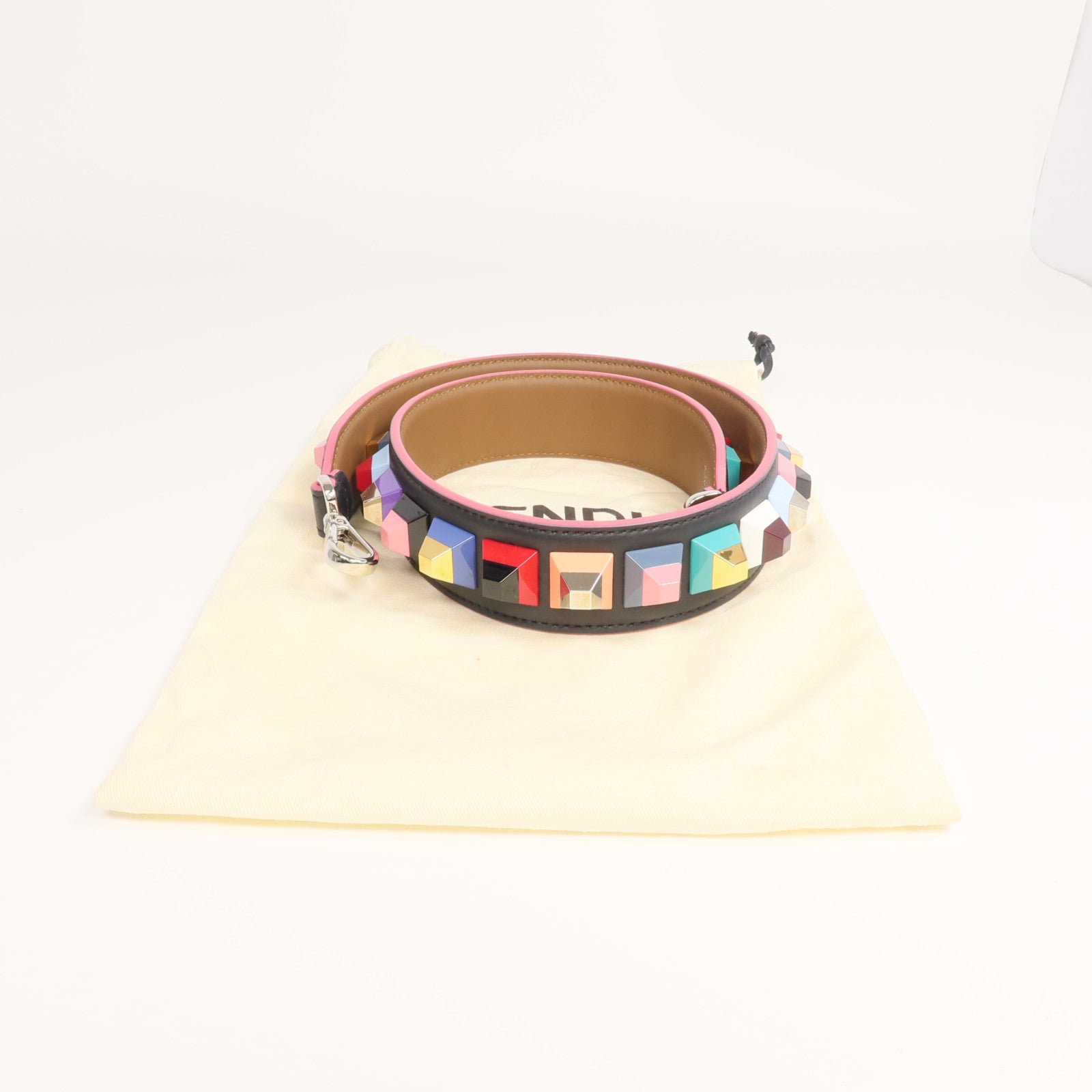 FENDI 牛皮皮革Shoulder Strap銀扣肩帶