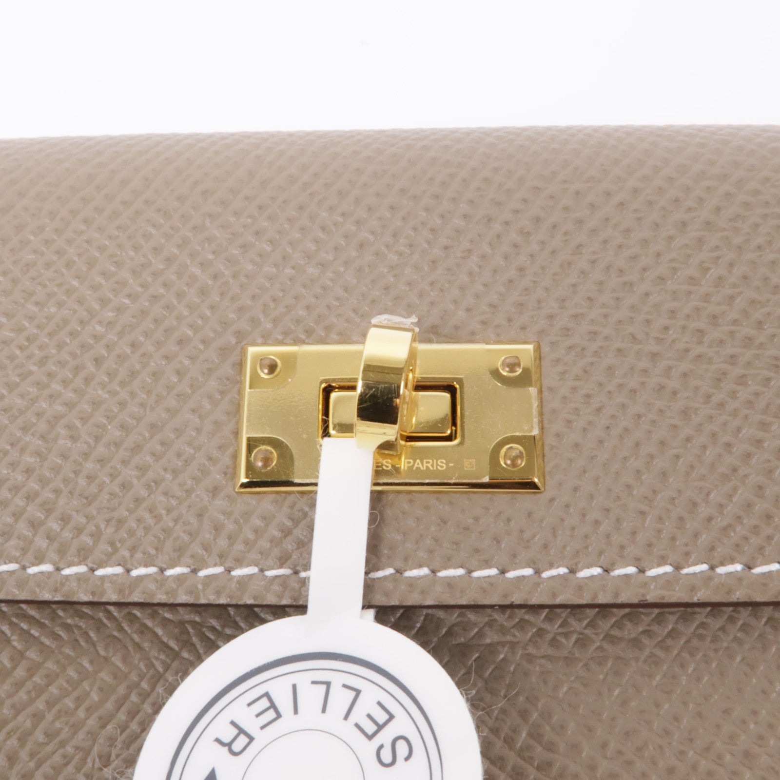 HERMES Epsom皮革Kelly Pocket金扣零錢包Etoupe