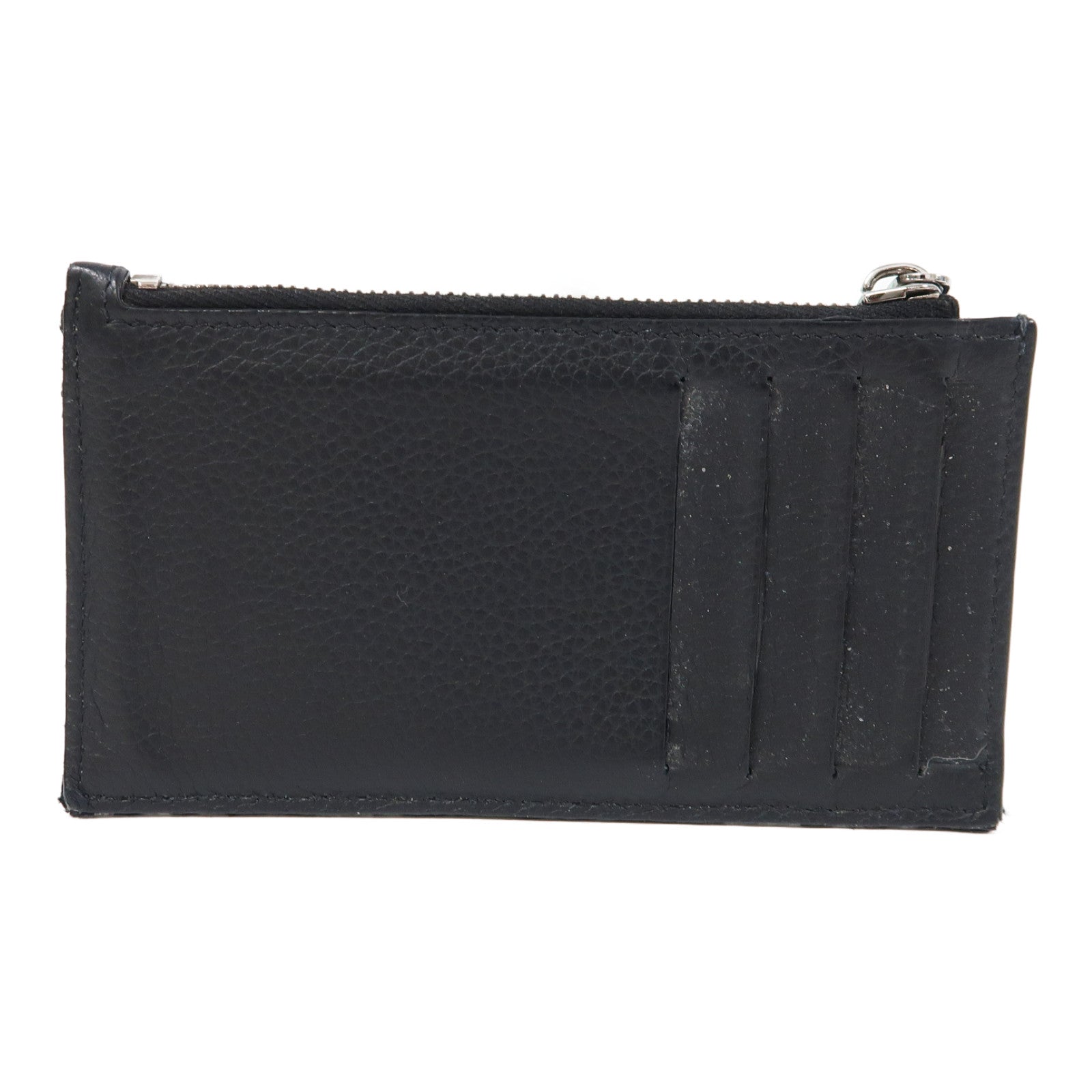 Dior 帆布/牛皮皮革Oblique Card Case銀扣卡片套黑色
