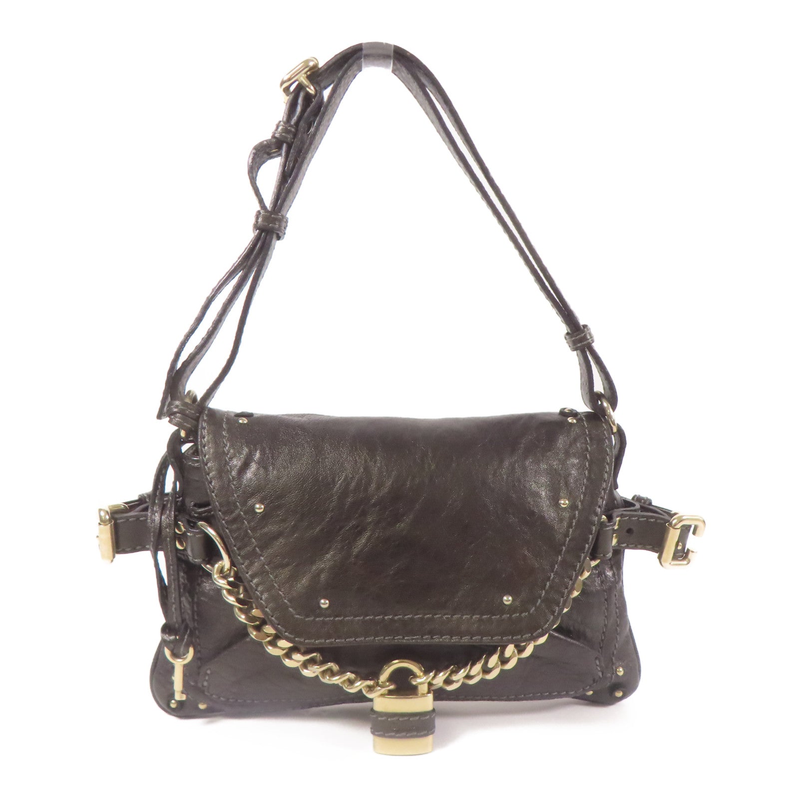Chloe 牛皮皮革Hand Bag金扣肩背袋