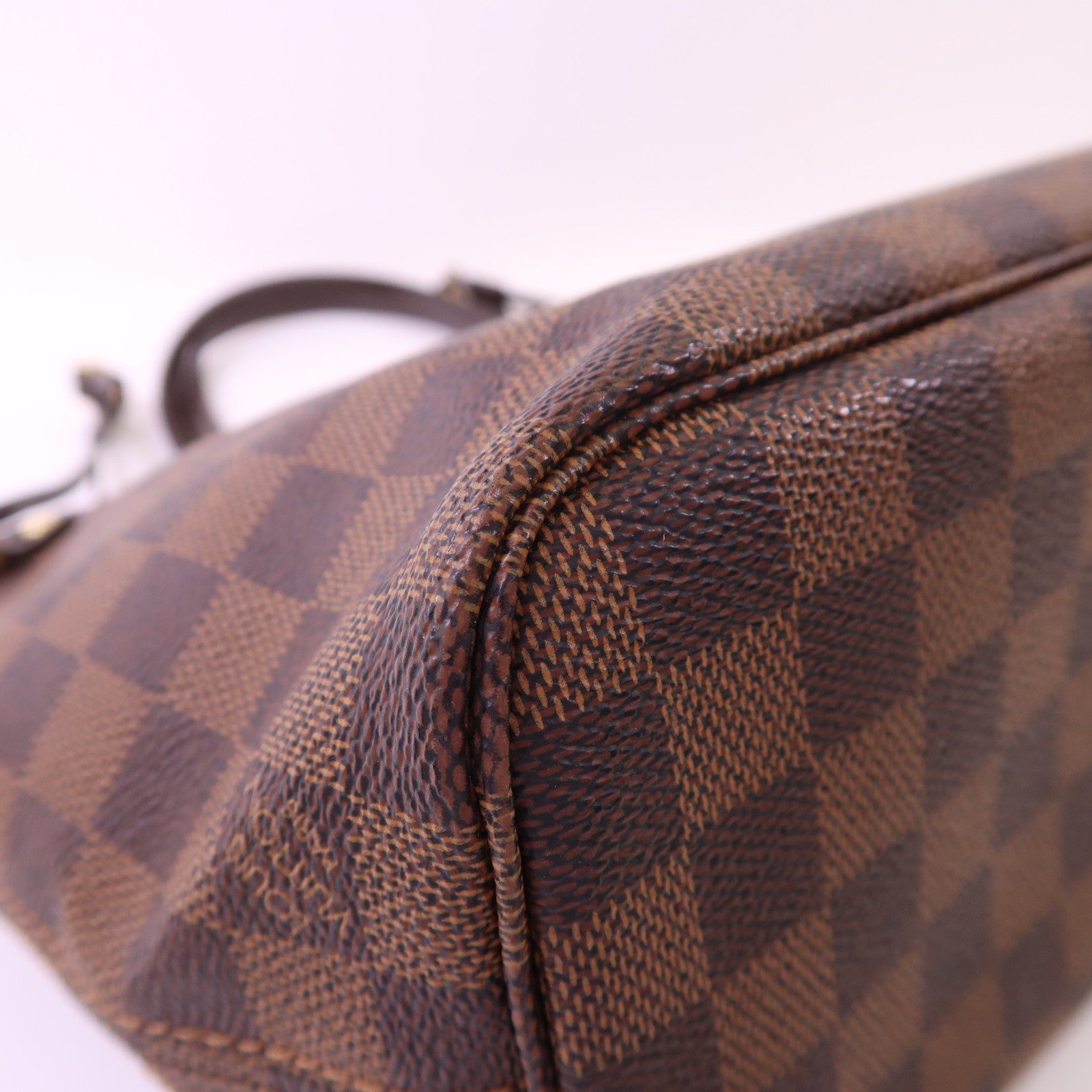 LOUIS VUITTON Damier Neverfull PM金扣手挽袋