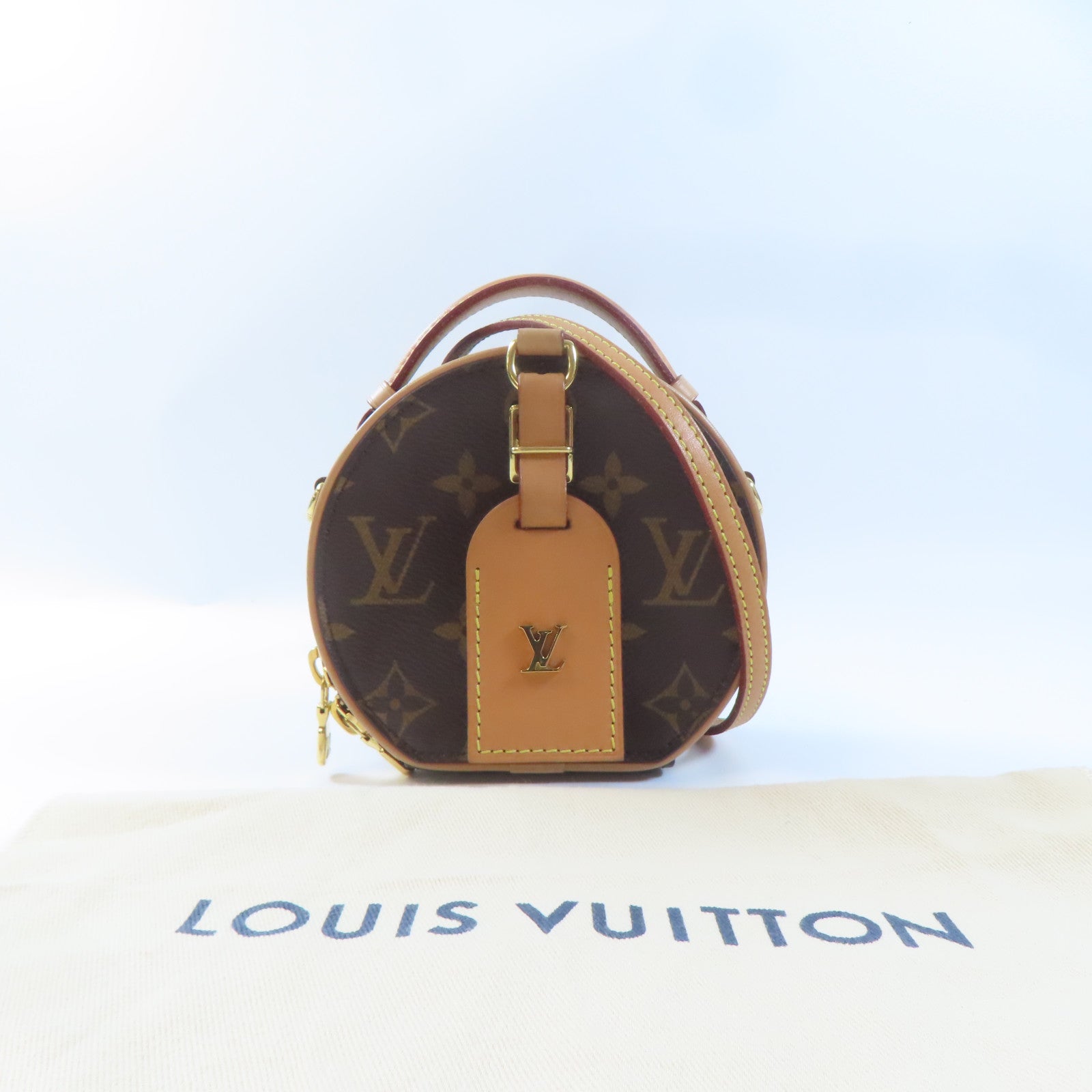 LOUIS VUITTON Monogram Mini Boite Chapeau金扣手挽肩背兩用袋棕色