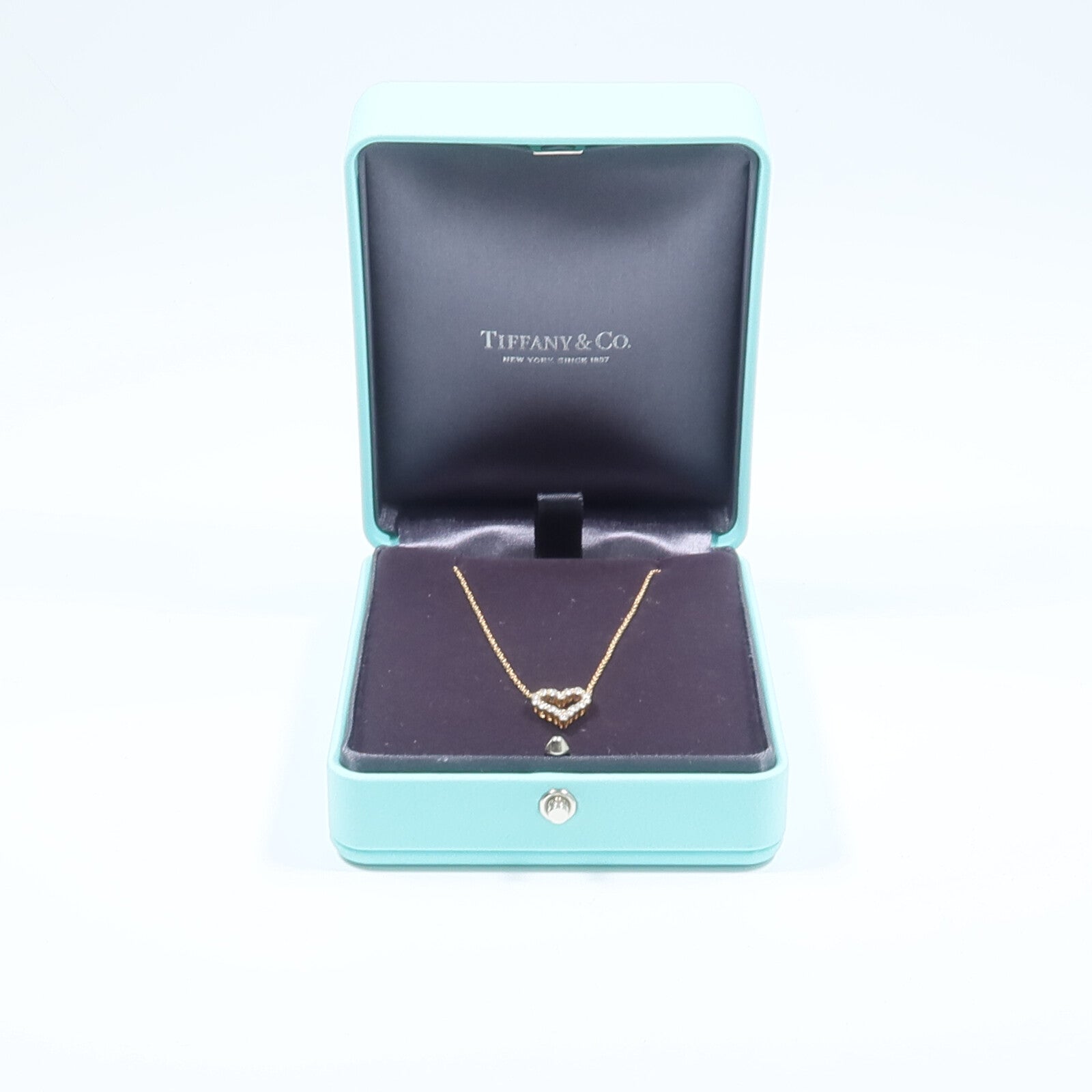 TIFFANY＆CO 18K玫瑰金Heart Diamond Pendant鑽石項鍊