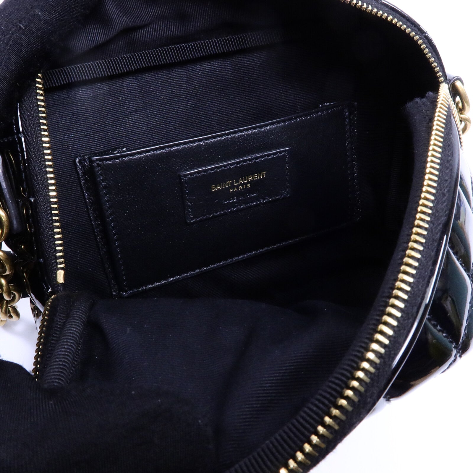 SAINT LAURENT 漆皮皮革Mini Cassandre Camera Bag鏈帶肩背袋