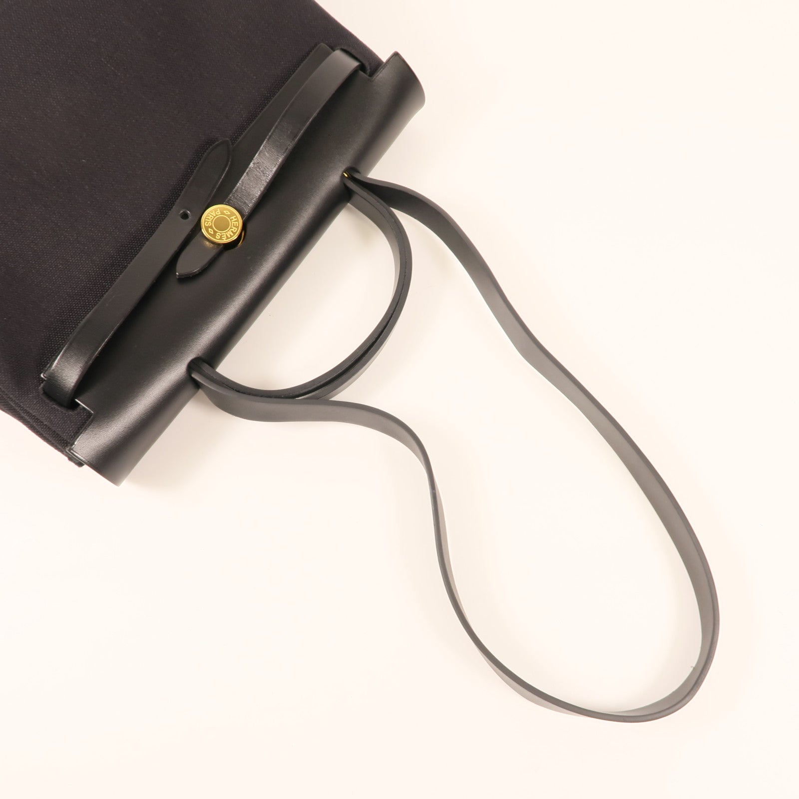 HERMES 帆布Herbag PM金扣手挽肩背兩用袋89 Noir