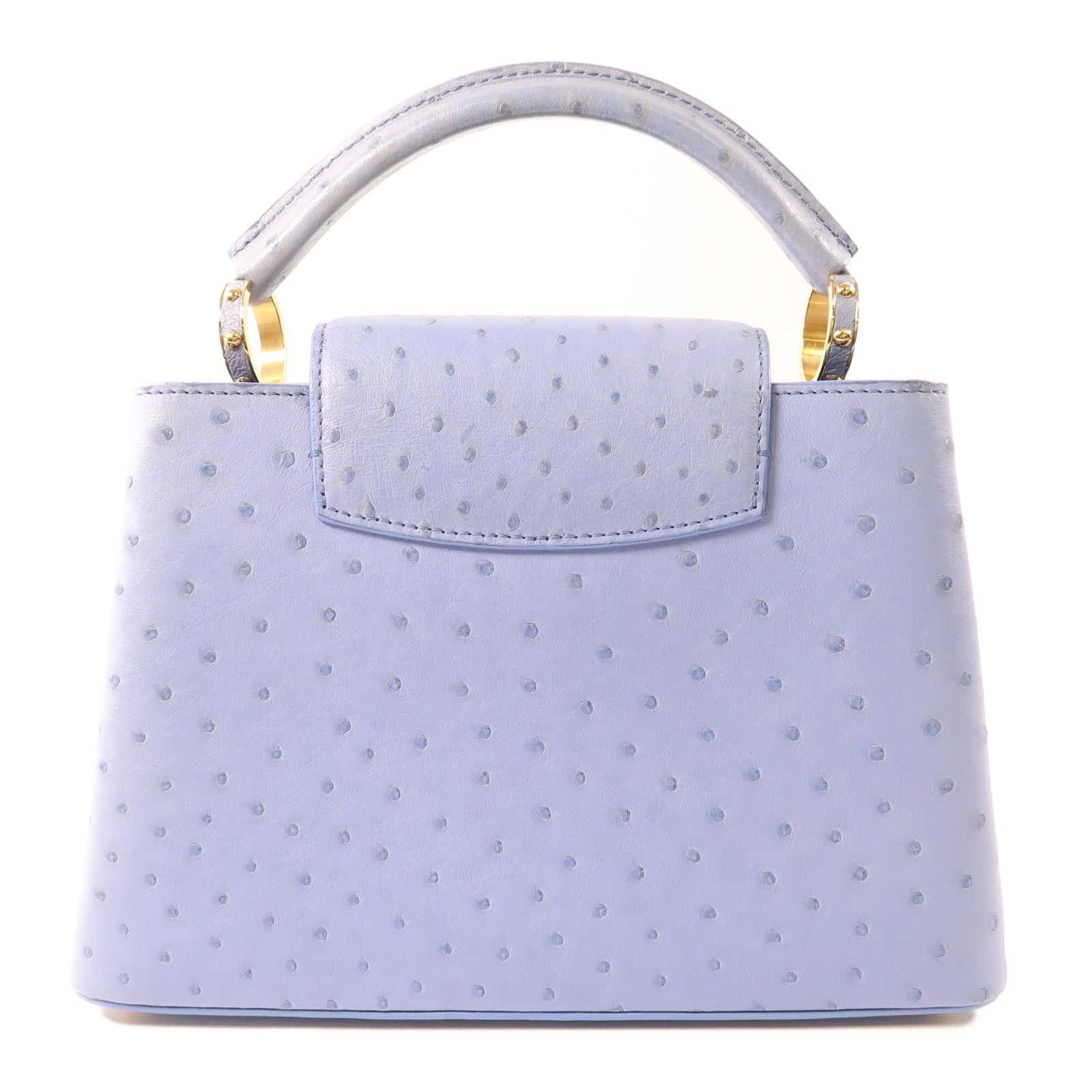 LOUIS VUITTON 鴕鳥皮革Capucines BB金扣手挽肩背兩用袋