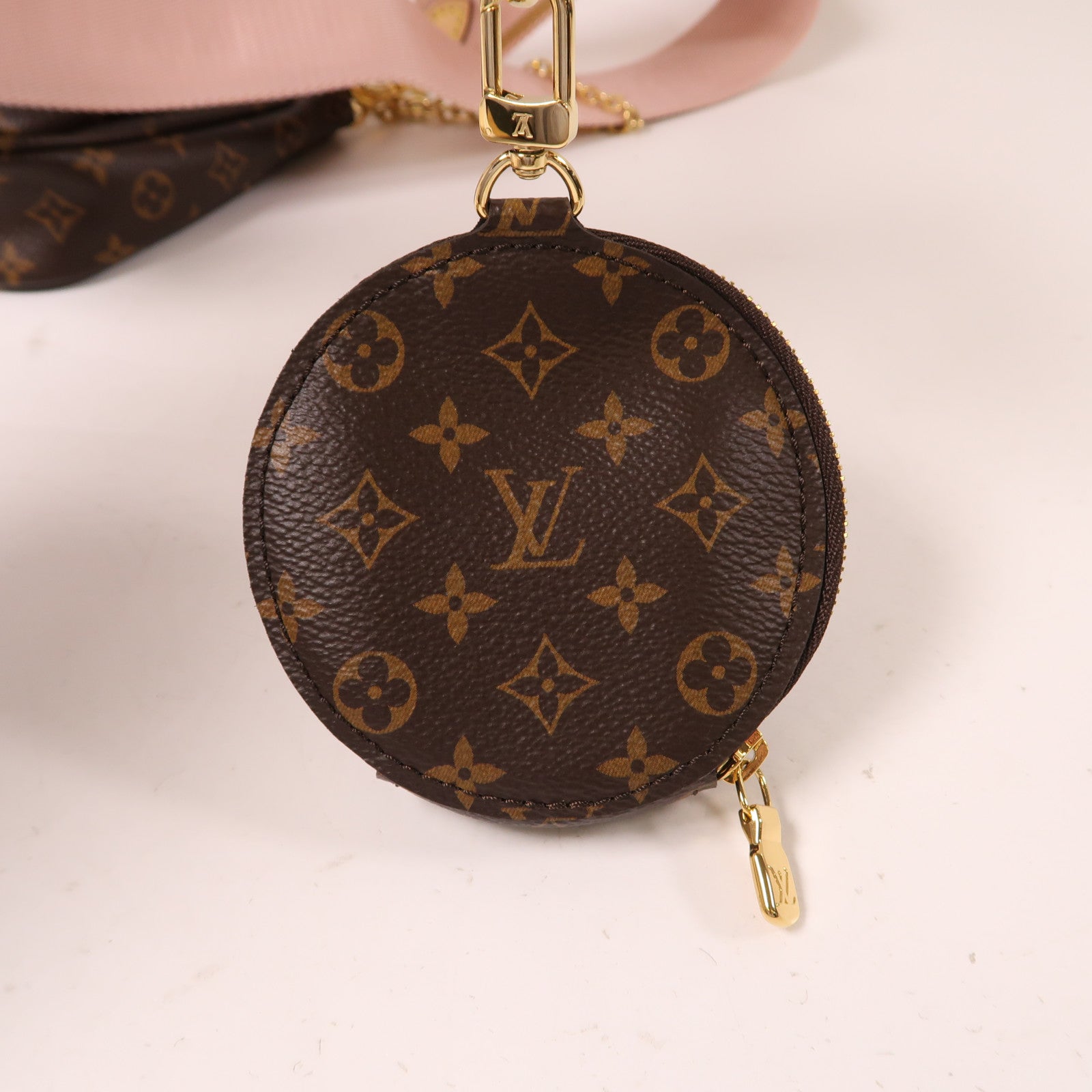 LOUIS VUITTON Monogram Multi Pochette Accessoires金扣手挽肩背兩用袋啡色