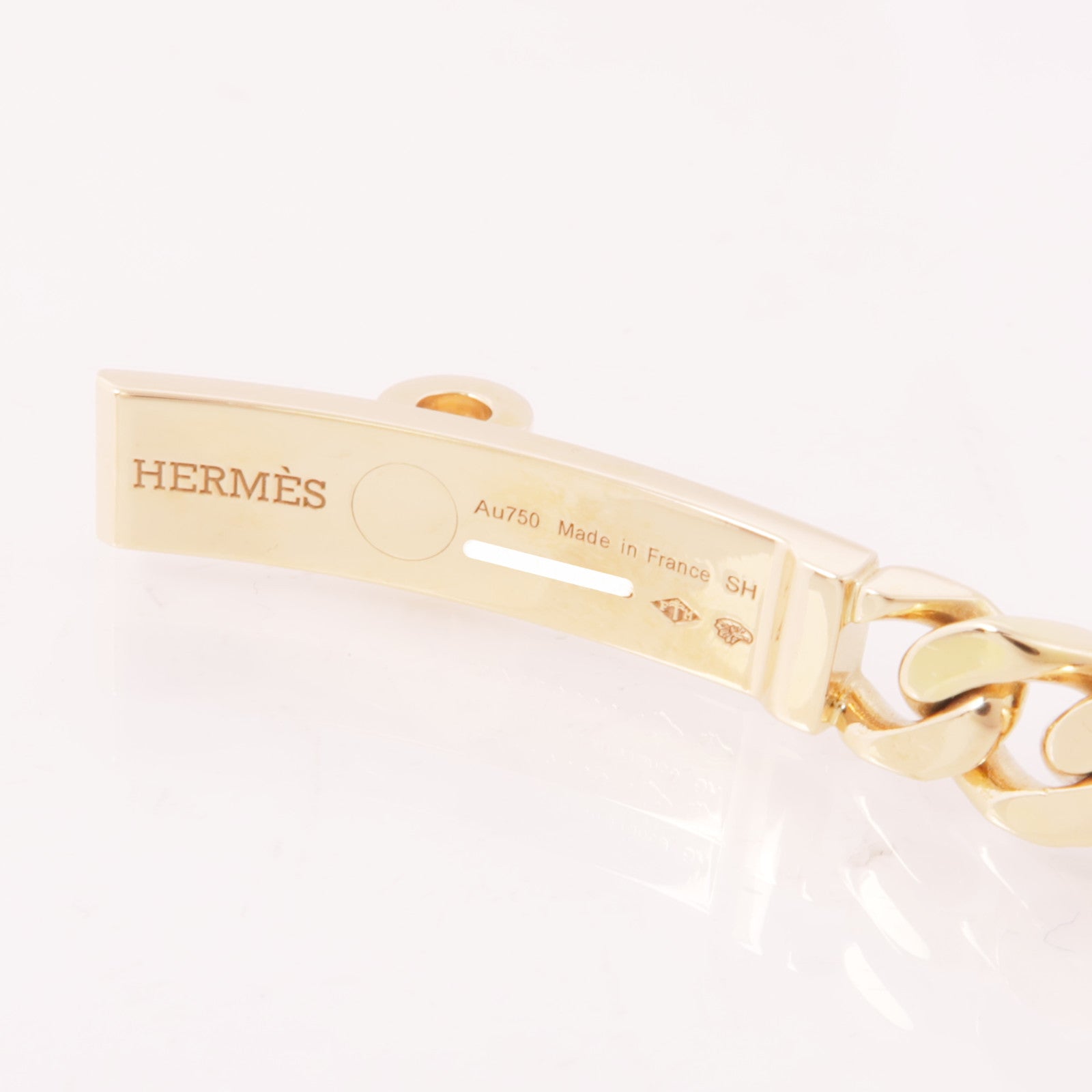 HERMES 18K玫瑰金Kelly Gourmette鑽石手鏈