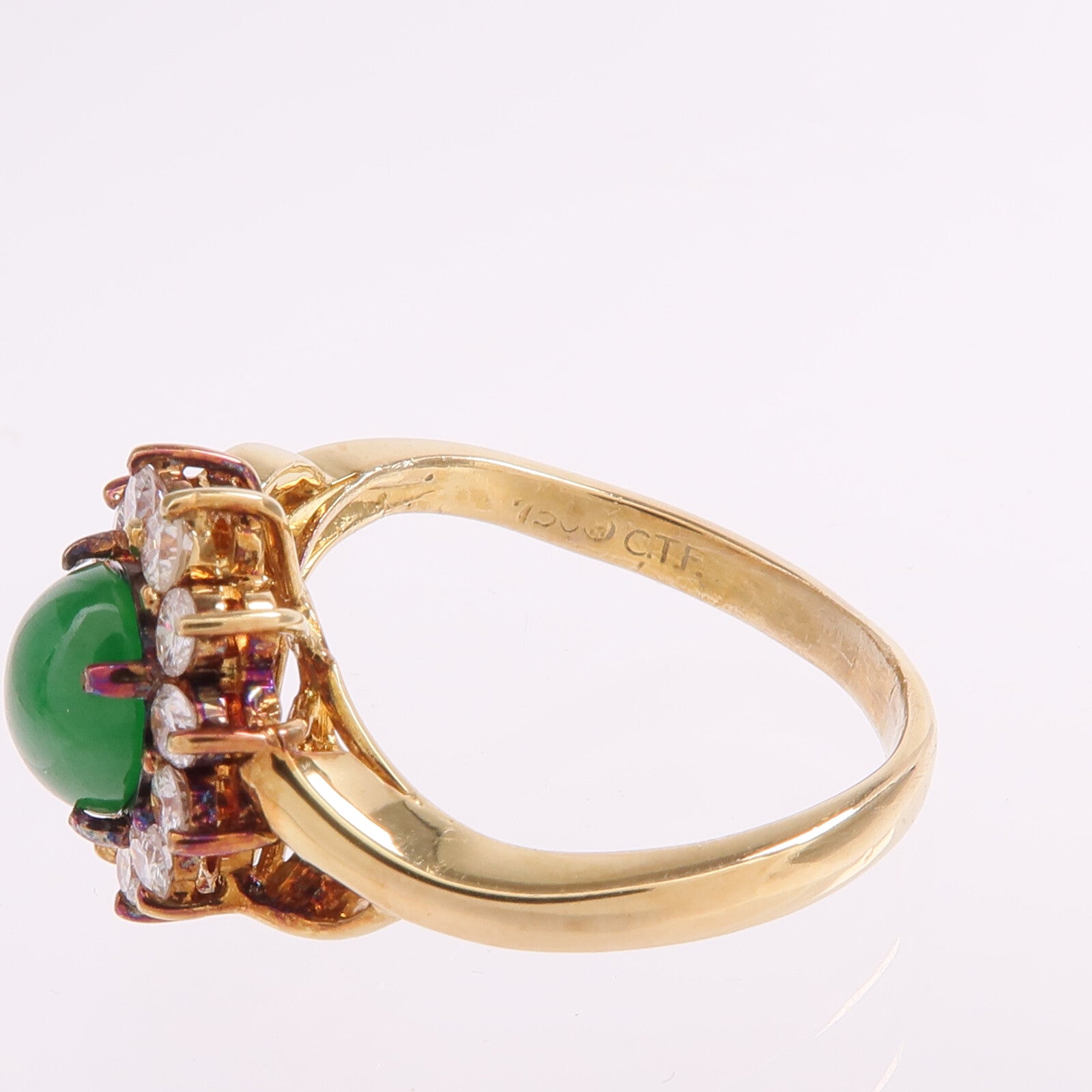 JEWELRY 【激減優惠】18K黃金Jade Diamond Ring翡翠/鑽石戒指US#6
