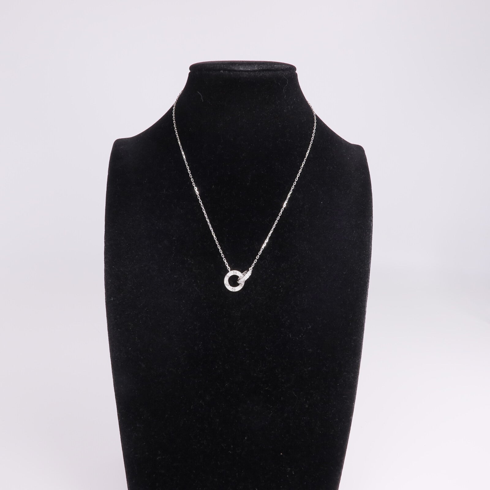 CARTIER 18K白金Love Necklace鑽石項鍊