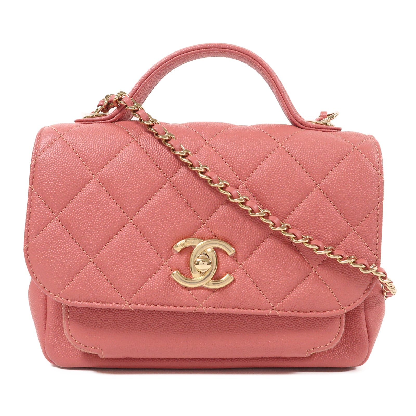 CHANEL 牛皮皮革Affinity Bag金扣手挽肩背兩用袋