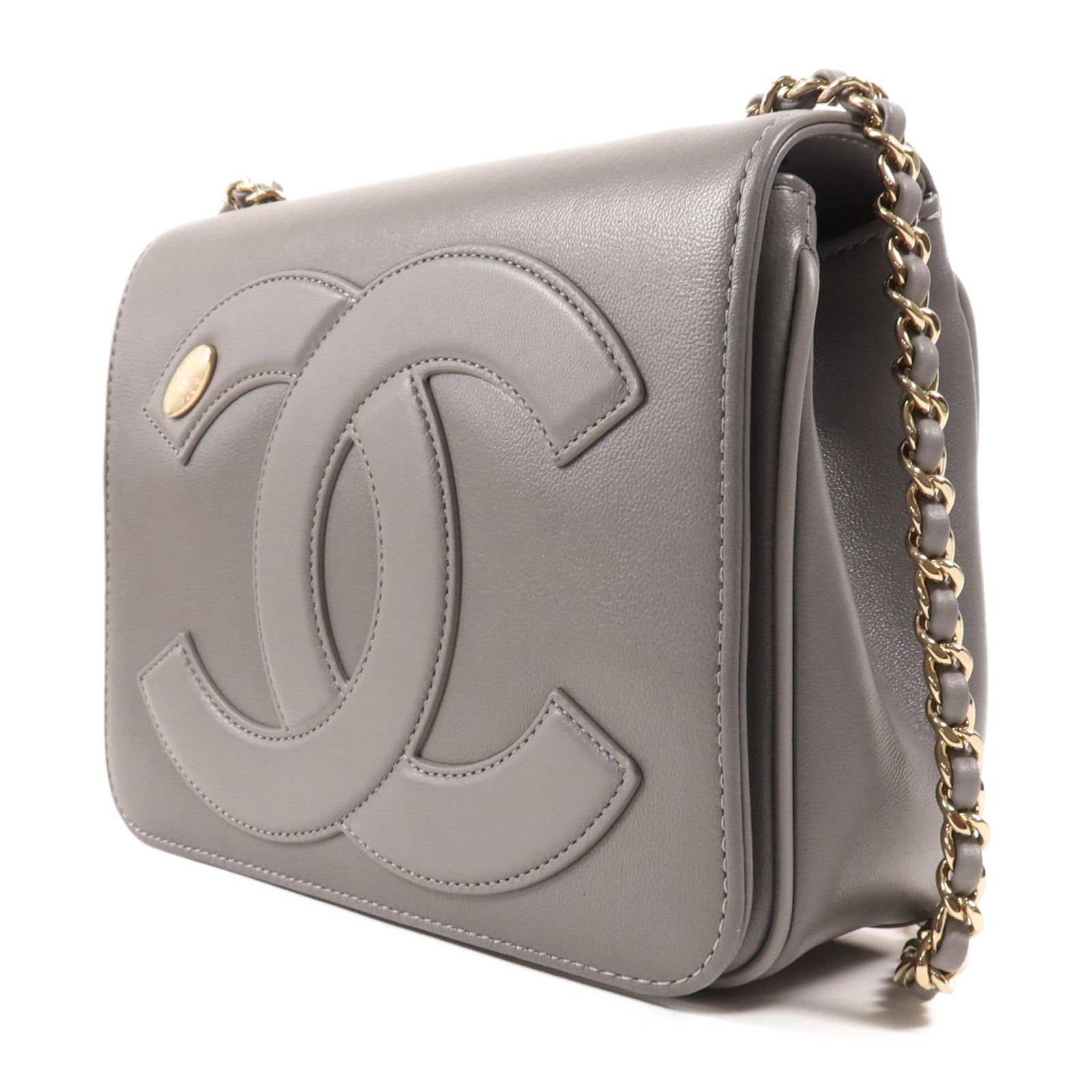 CHANEL 羊皮皮革CC Mania Flap金扣鏈帶肩背袋