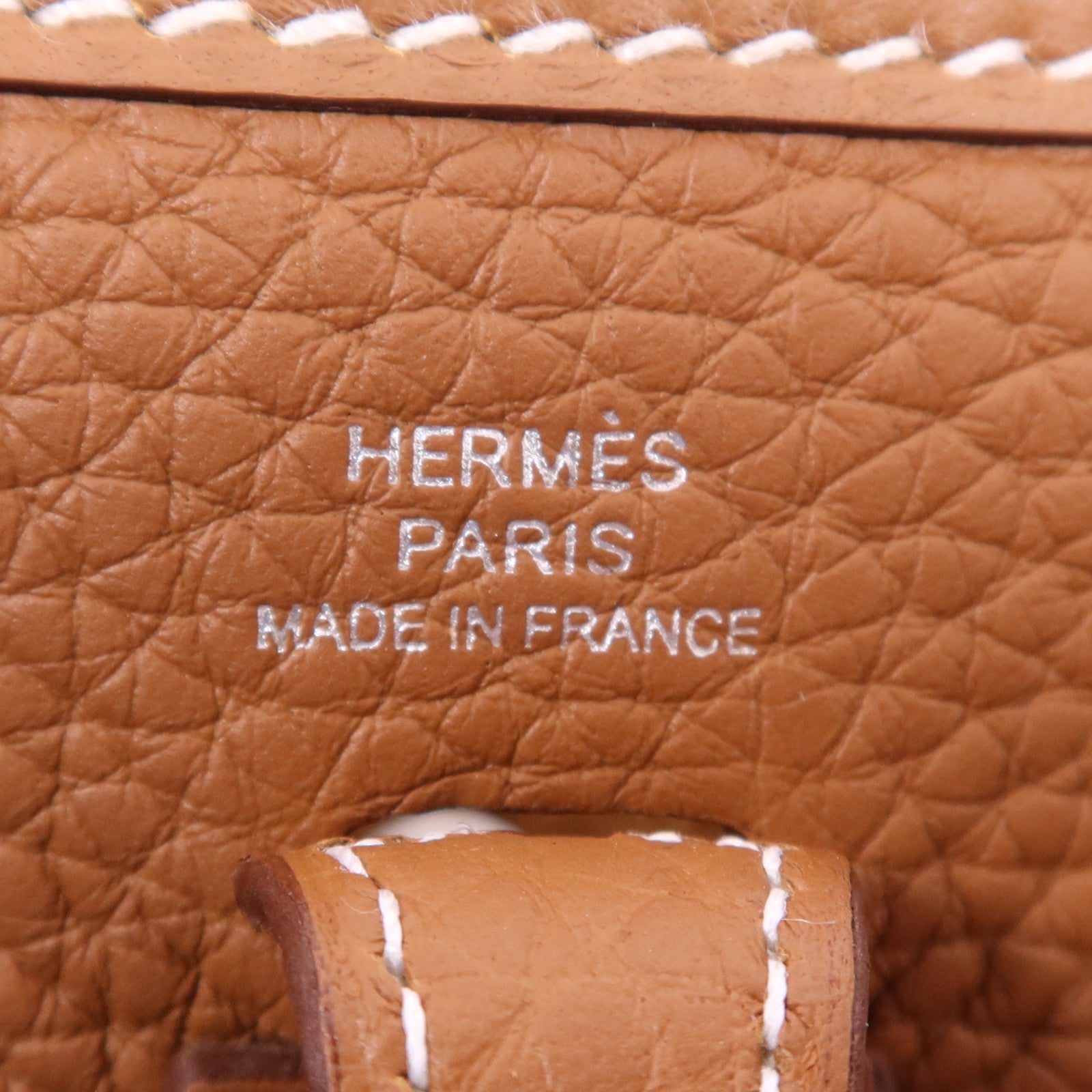 HERMES Clemence皮革Evelyne TPM銀扣肩背袋Gold