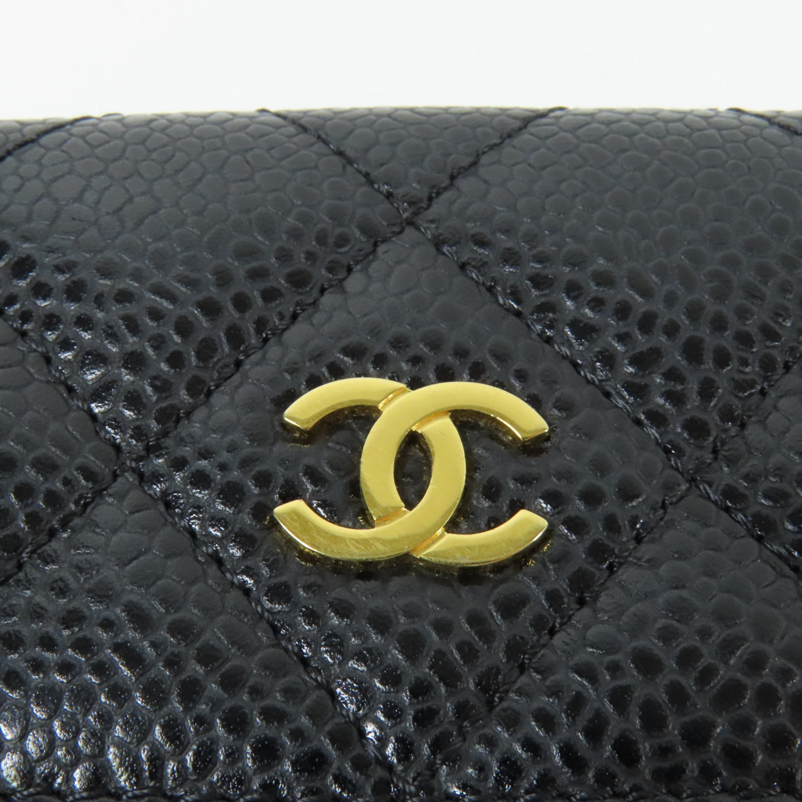 CHANEL 牛皮皮革Fold Wallet金扣錢包