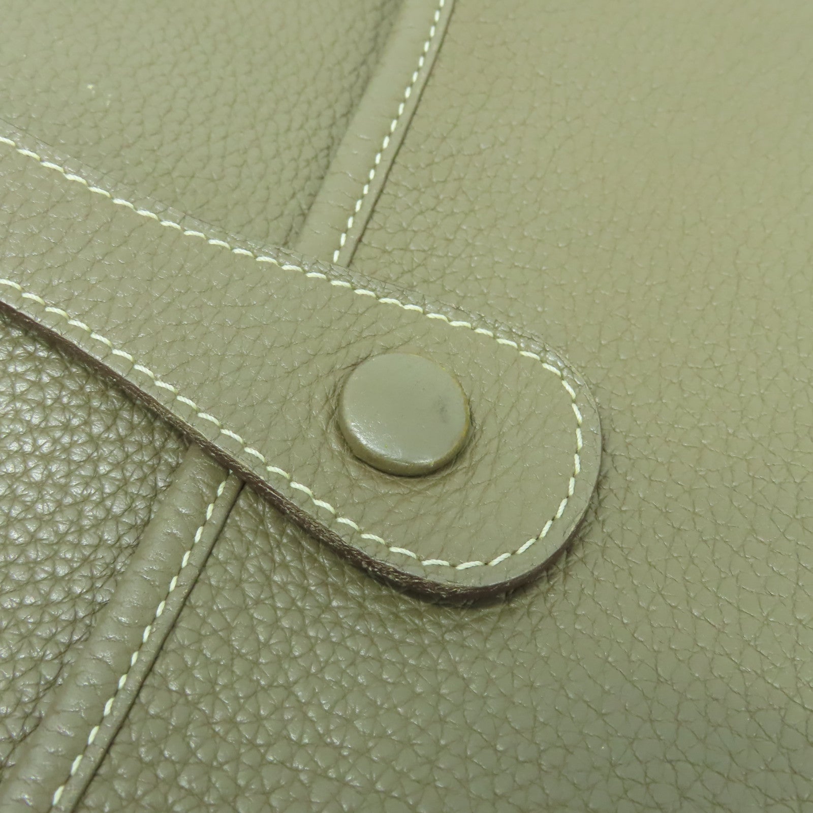 HERMES Clemence皮革Evelyne GM銀扣肩背袋大象灰色