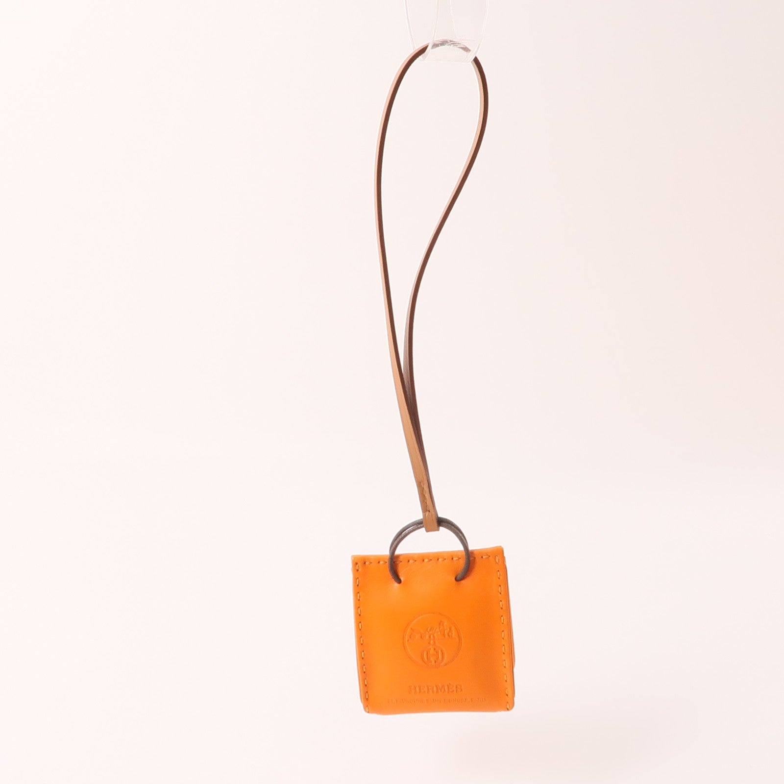 HERMES Swift皮革Shopping Bag Charm掛飾Orange/橙色