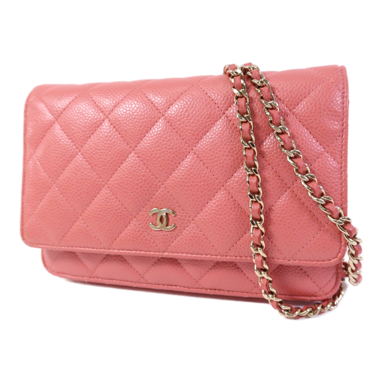 CHANEL 牛皮皮革WOC Wallet On Chain金扣鏈帶肩背袋