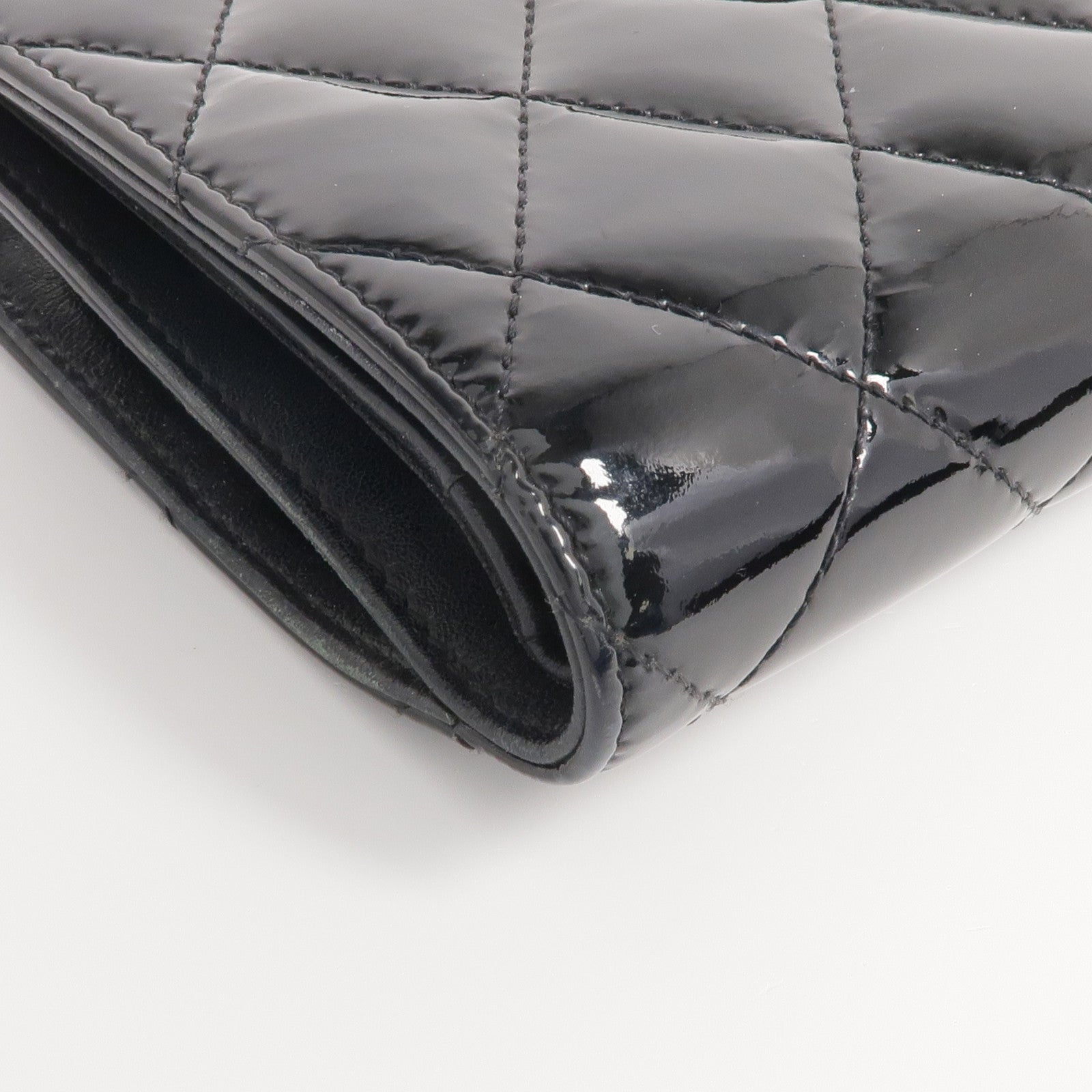 CHANEL 漆皮皮革Wallet銀扣錢包